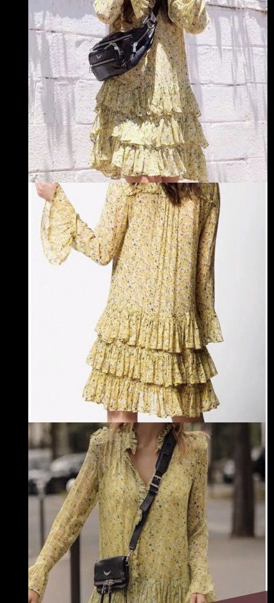 Designer × Vintage × Zadig & Voltaire Zadig Voltaire silk Dress Yellow. Size M / US 6-8 / IT 42-44 - 7 Thumbnail