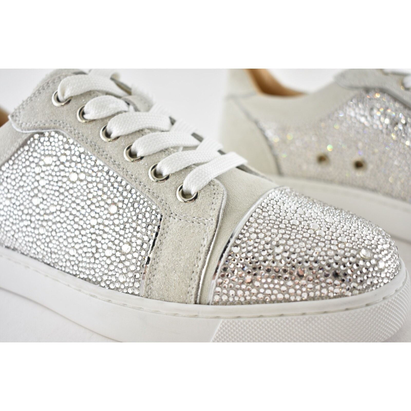 Christian Louboutin Vieira Strass Flat Lune Grey Crystal Low Top Sneaker 36.5 Size US 6.5 / IT 36.5 - 4 Thumbnail