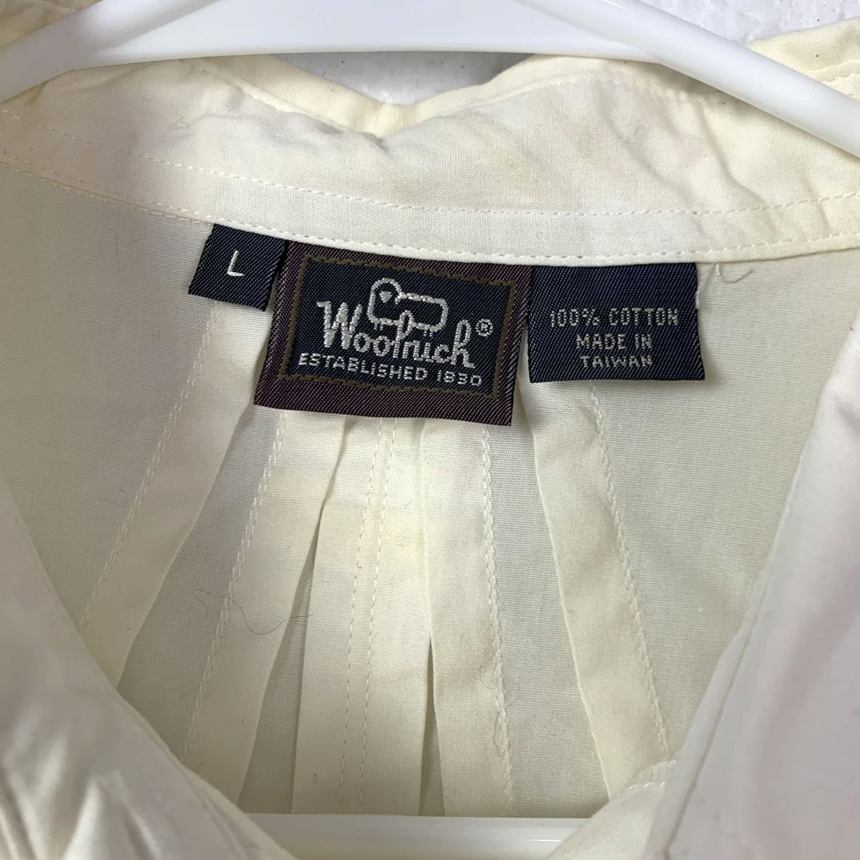 Vintage Woolrich Women's Button-Up Shirt Long Sleeve Embroidered Winter White, 100 Cotton, Casual Workwear, Floral Solid, L, Regular, Vintage? Size L / US 10 / IT 46 - 2 Thumbnail