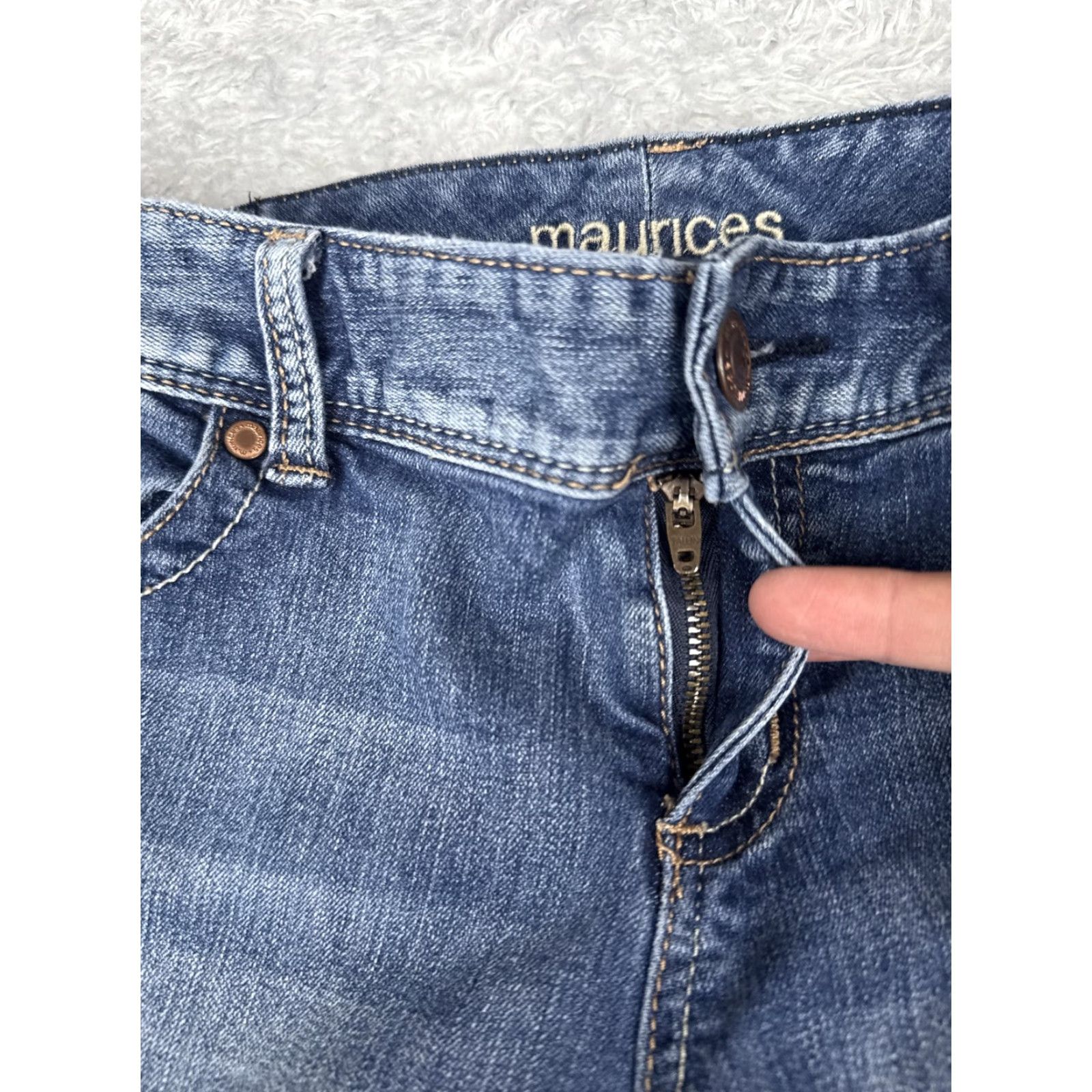 Vintage Maurices Jeans Womens 7/8 Short Blue Medium Wash Bootcut Stretch Denim 29x29 Mens? Size 28" / US 6 / IT 42 - 5 Thumbnail