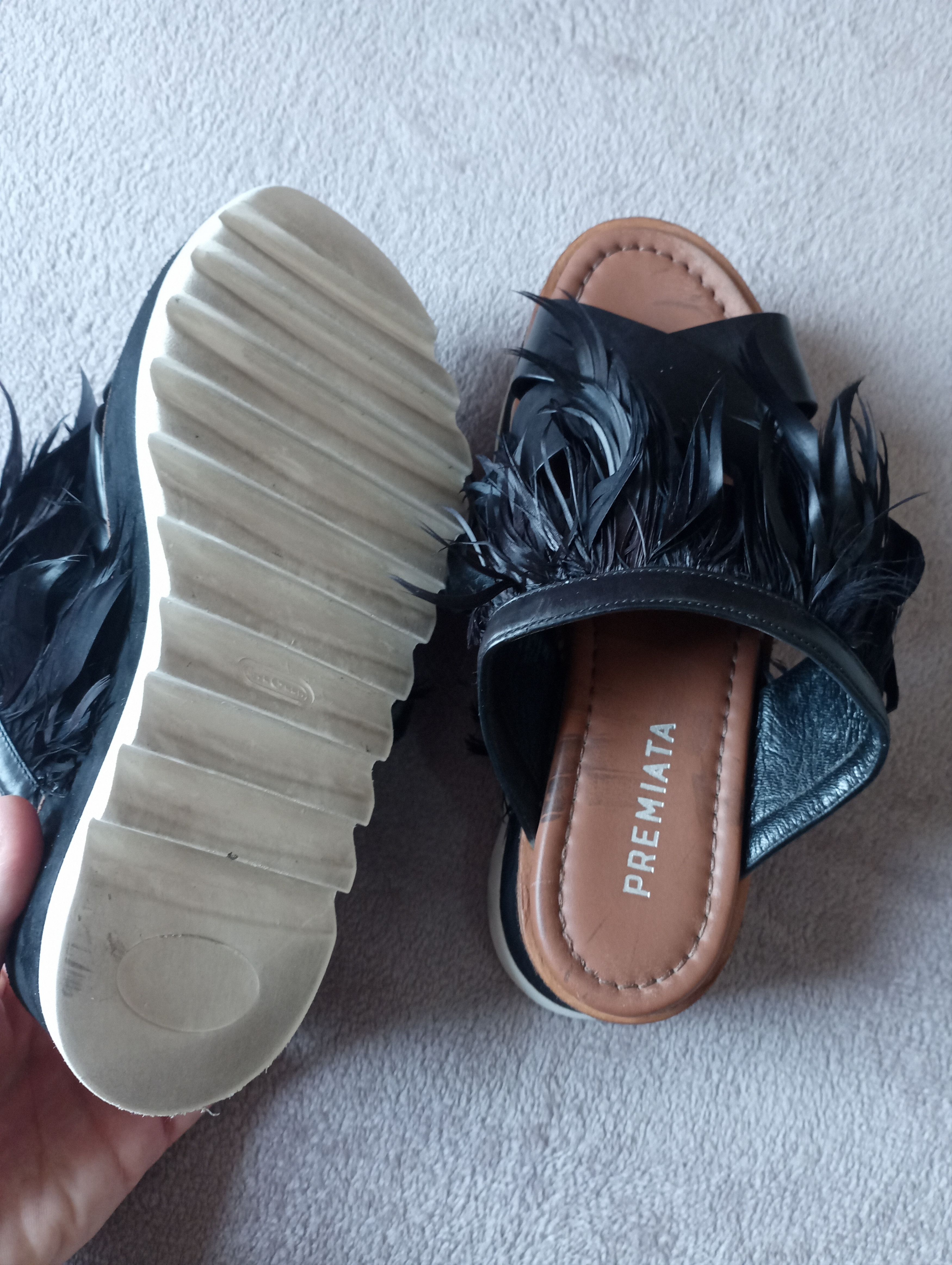 Premiata Premiata Black Feathered leather Slides size 36 Size US 5.5 / IT 35.5 - 6 Thumbnail