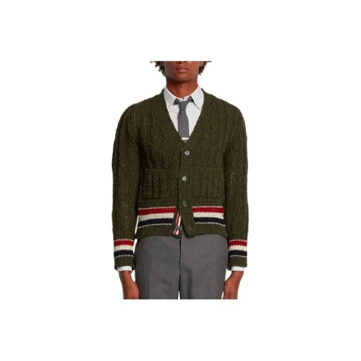 Thom Browne Thom Browne V-Neck Wool Sweater in Dark Green Size US S / EU 44-46 / 1 - 1 Thumbnail