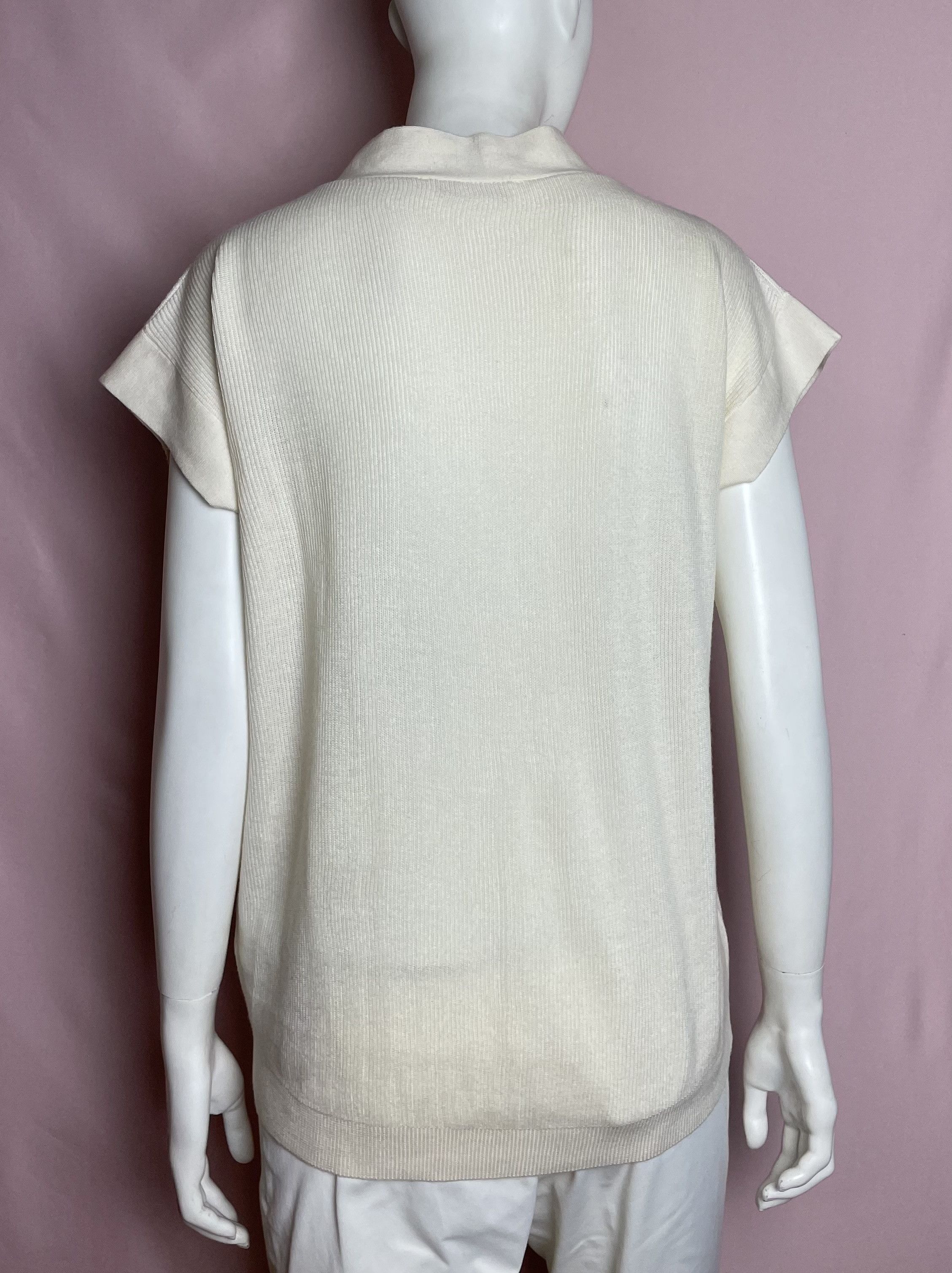 Fabiana Filippi Fabiana Filippi Ivory Short Sleeve Wool Blend Sweater Size S / US 4 / IT 40 - 4 Thumbnail