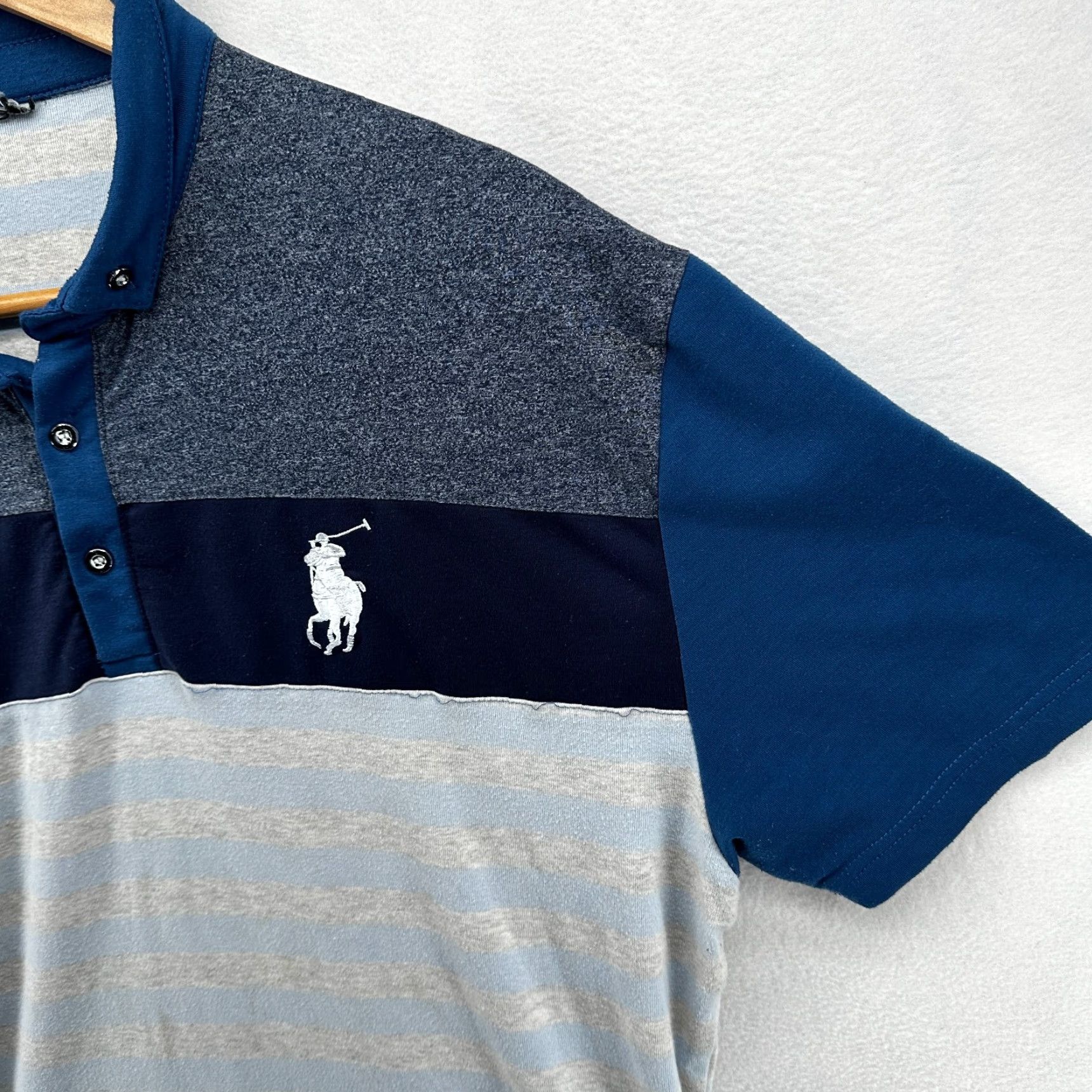 Ralph Lauren Ralph Lauren Polo Shirt Blue Striped Men's Medium Short Sleeve Collared Size US M / EU 48-50 / 2 - 6 Thumbnail