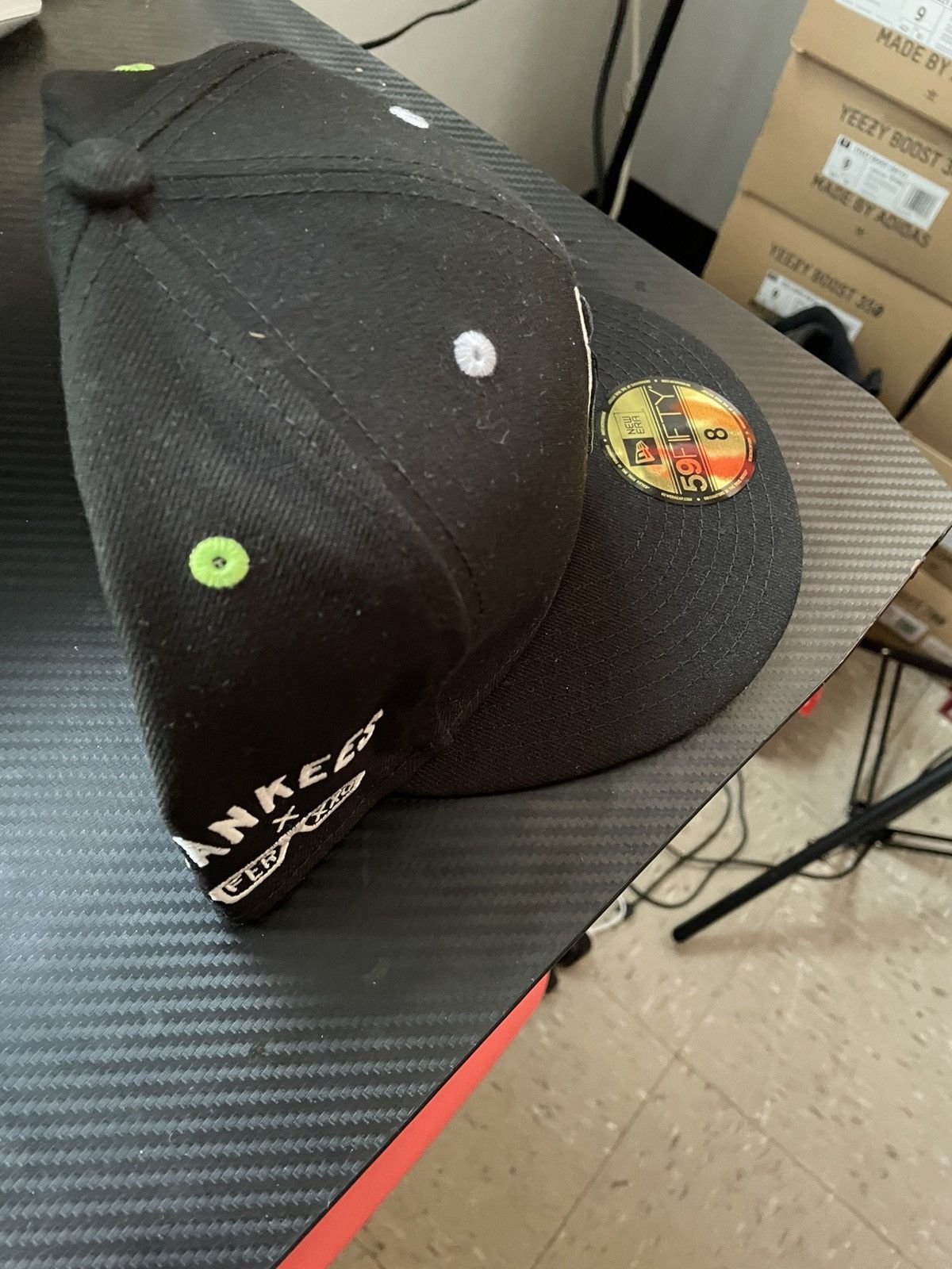 New Era New Era Feid Yankees Cap Black Green White Fitted Hat Size 8 Size ONE SIZE - 6 Thumbnail