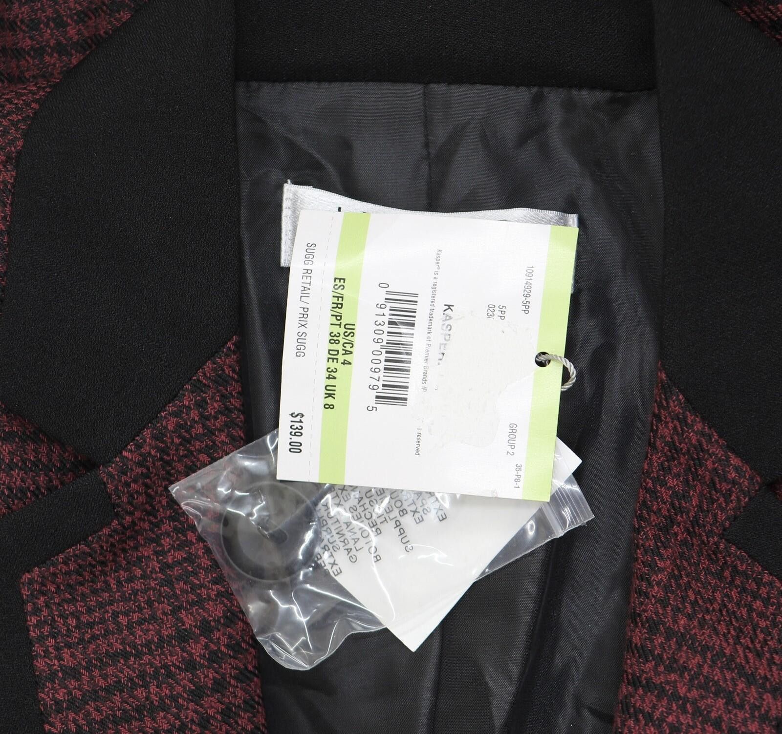 Other Nwt Kasper Jacket Notch Collar Blazer Shiraz Red / Black 4 Size S / US 4 / IT 40 - 4 Thumbnail