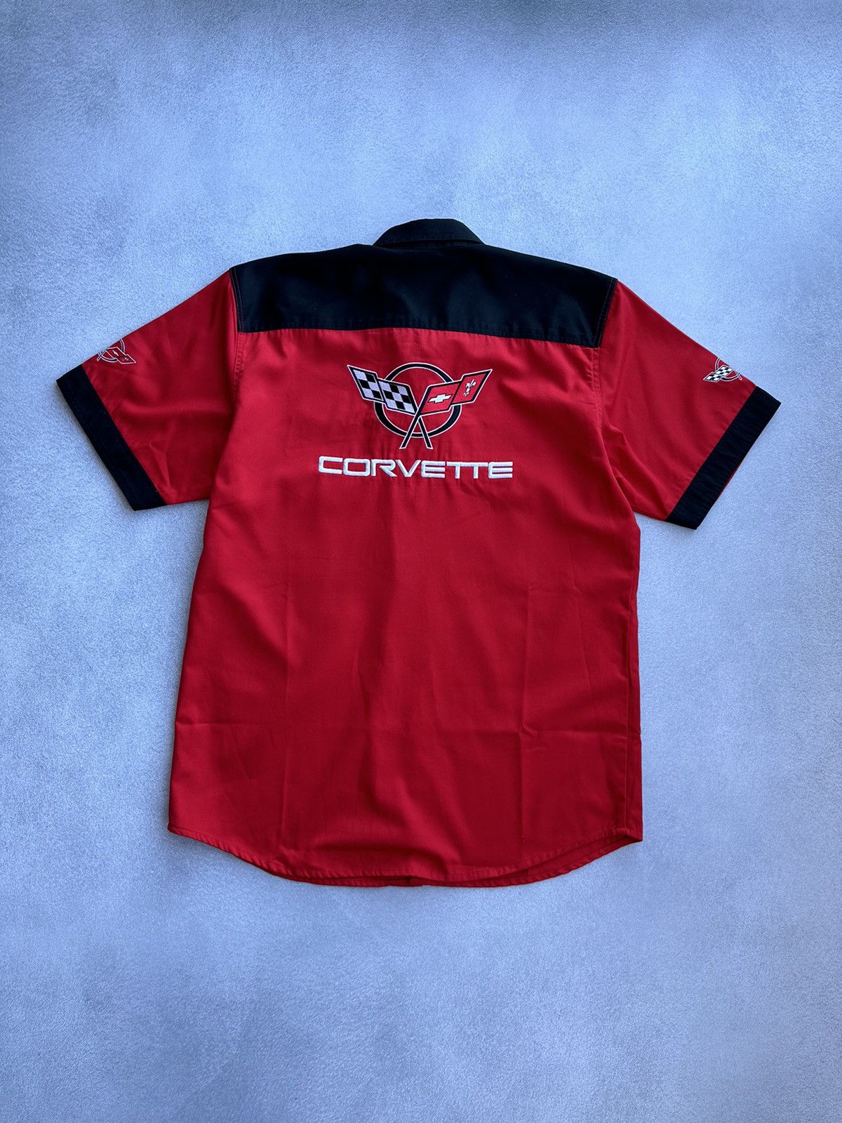 Vintage VTG Chevrolet Corvette Racing Red Short Sleeve Buttons Shirt Size US XL / EU 56 / 4 - 8 Thumbnail