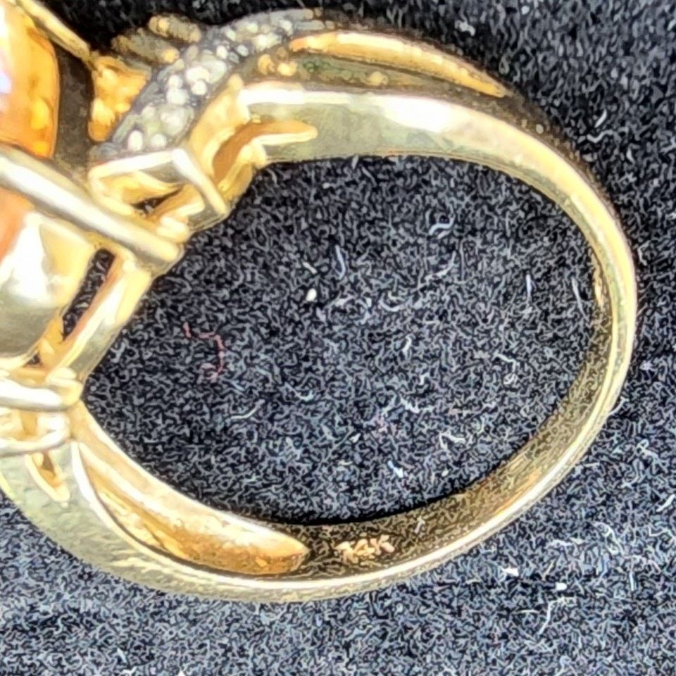 Vintage Vintage Fire Mystic Topaz Diamond 14k YG Cocktail Ring Size ONE SIZE - 5 Thumbnail