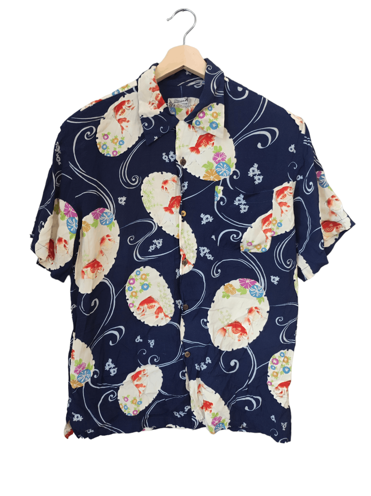 Pair Shine Hawaiian Gold Fish Shirt Summer Japanese Sakura