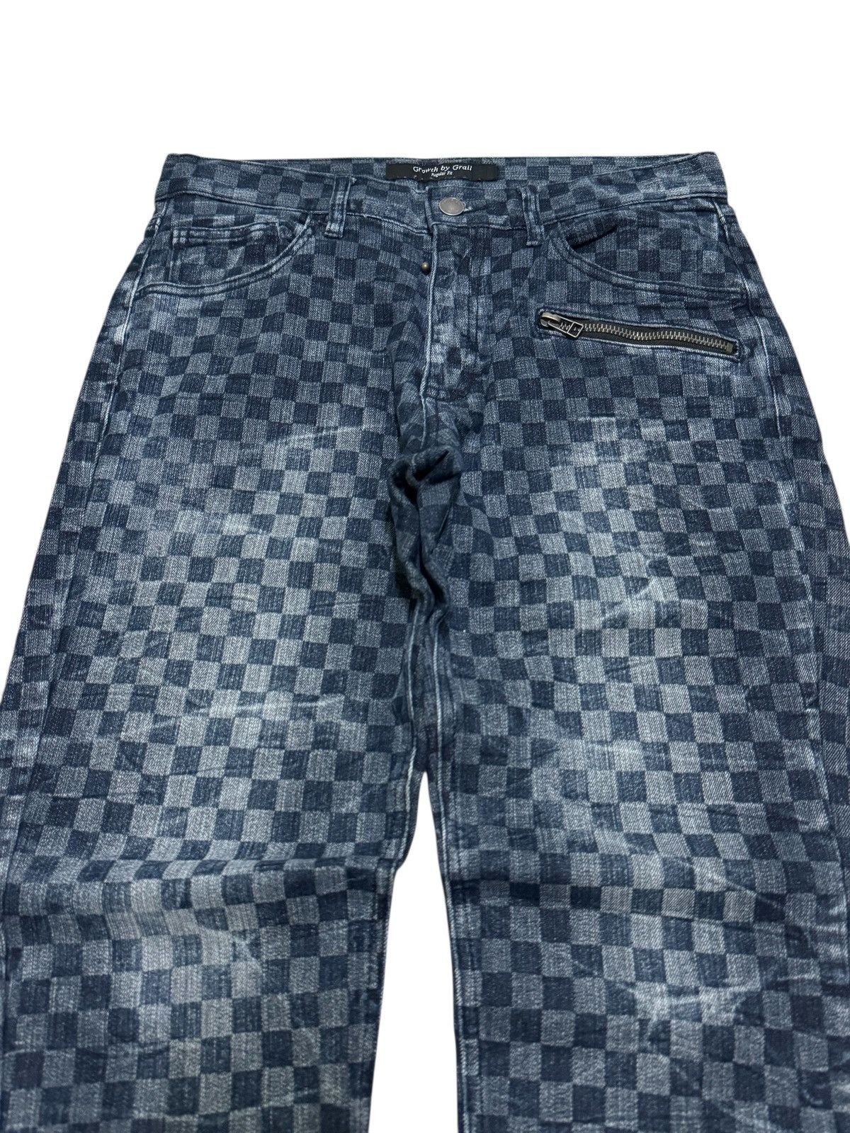 Japanese Brand Growth by Grail Checkerboard Denim Jeans Japan Streetwear Size US 28 / EU 44 - 3 Thumbnail