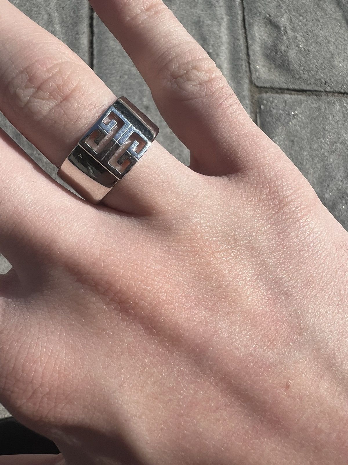 image of Givenchy 4G Lock Ring in Silver, Men's