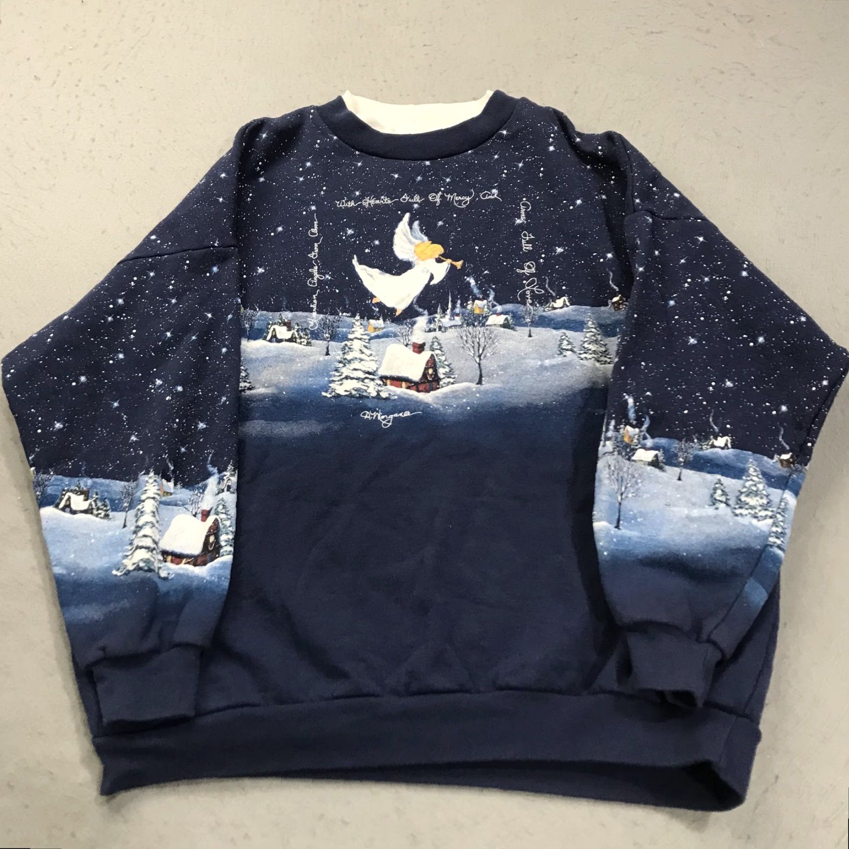 Vintage VINTAGE Artisan Sweatshirt Mens Large Blue AOP Nature Angel Christmas Crewneck Graphic Print Christmas Theme 1990s Mens Size US L / EU 52-54 / 3 - 2 Thumbnail