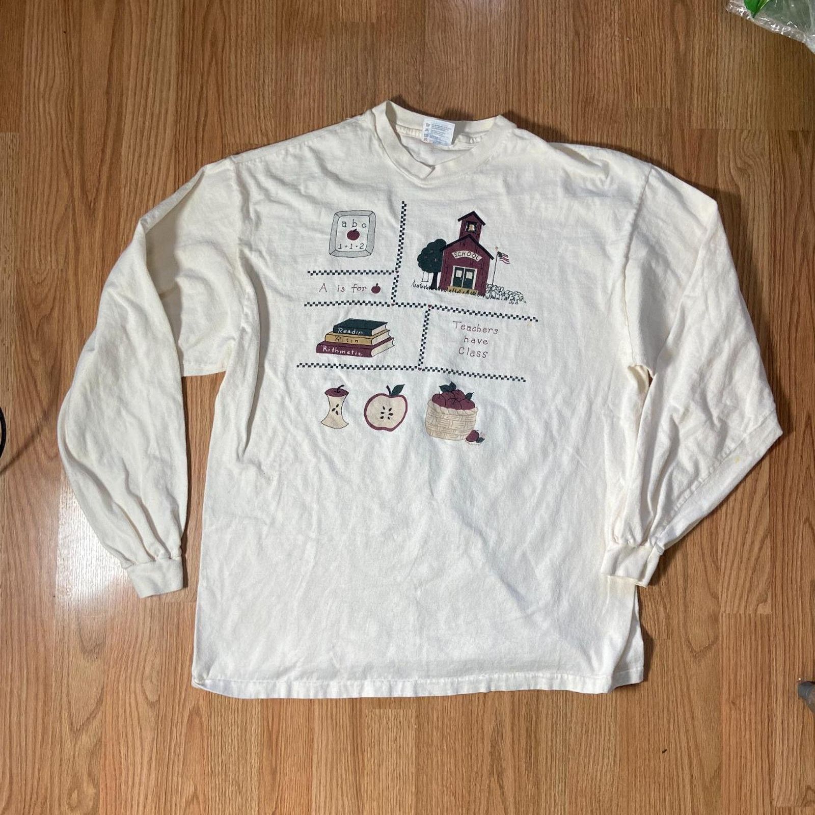Hanes 90s tan teacher long sleeve Size US XL / EU 56 / 4 - 2 Thumbnail