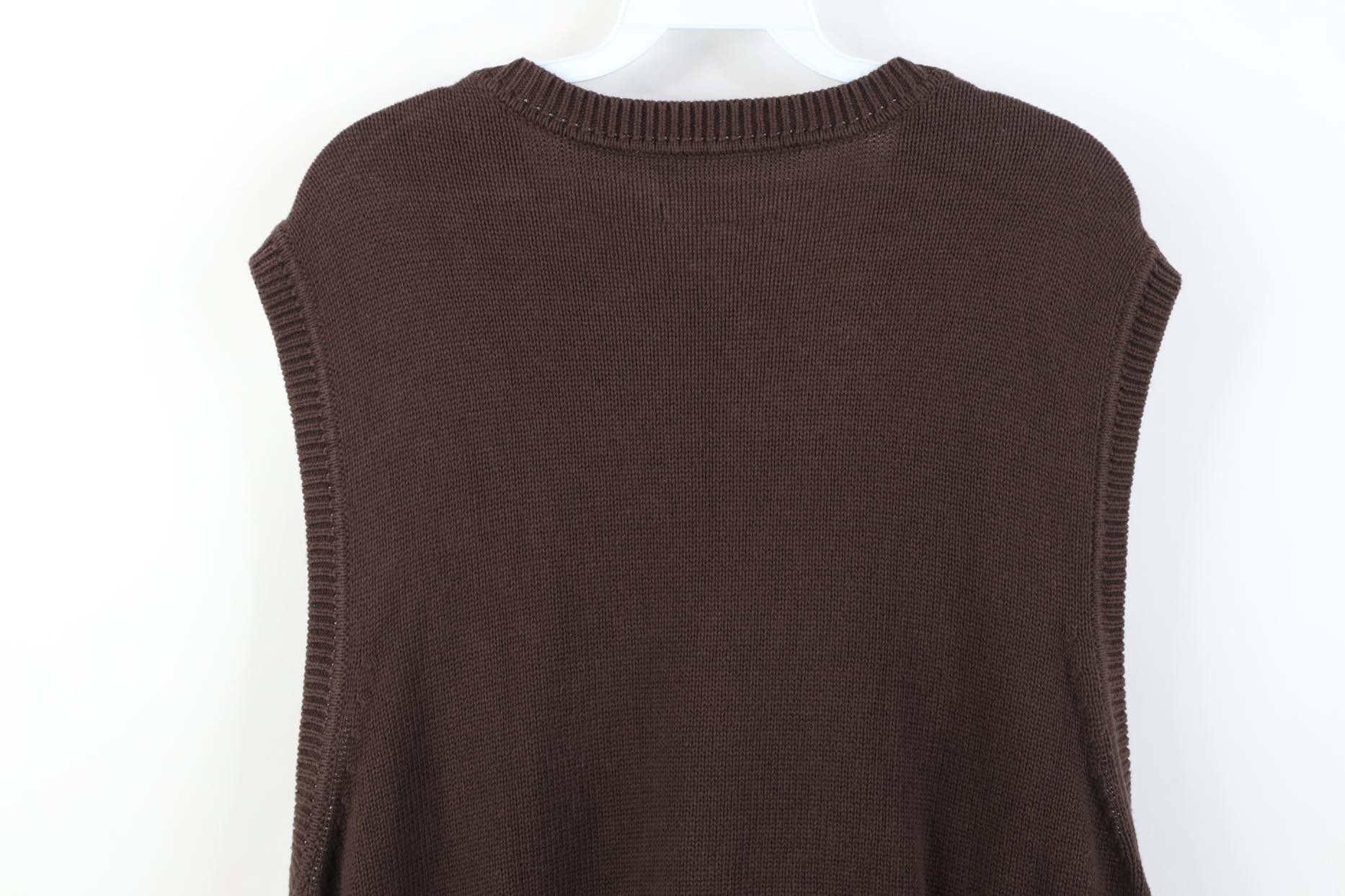 Vintage Vintage 90s Streetwear Diamond Weave Knit Sweater Vest Brown Size US XL / EU 56 / 4 - 9 Thumbnail