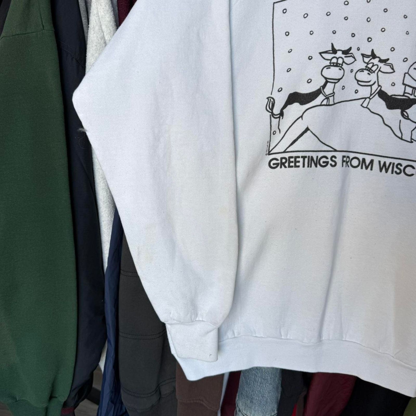 Fruit Of The Loom Vintage 90s Cheddarheads Greetings From Wisconsin Sweatshirt Size US XL / EU 56 / 4 - 4 Thumbnail