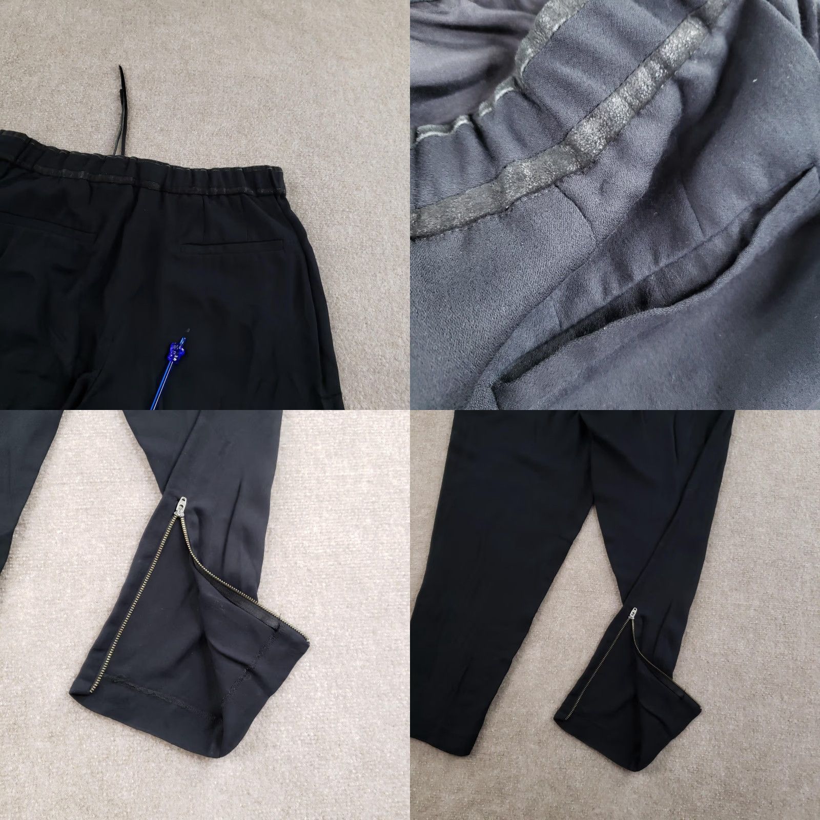 Helmut Lang VINTAGE HELMUT LANG Pants Womens 8 Black Jogger Silk Lined Ankle Zip Tapered Made USA Size 30" / US 8 / IT 44 - 11 Thumbnail