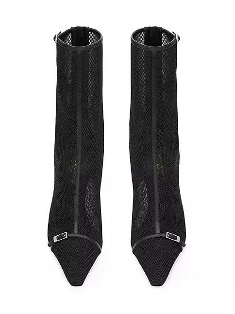 Saint Laurent Paris o1b1hav110325 Oxalis Booties In Mesh in Black Size US 5 / IT 35 - 3 Thumbnail