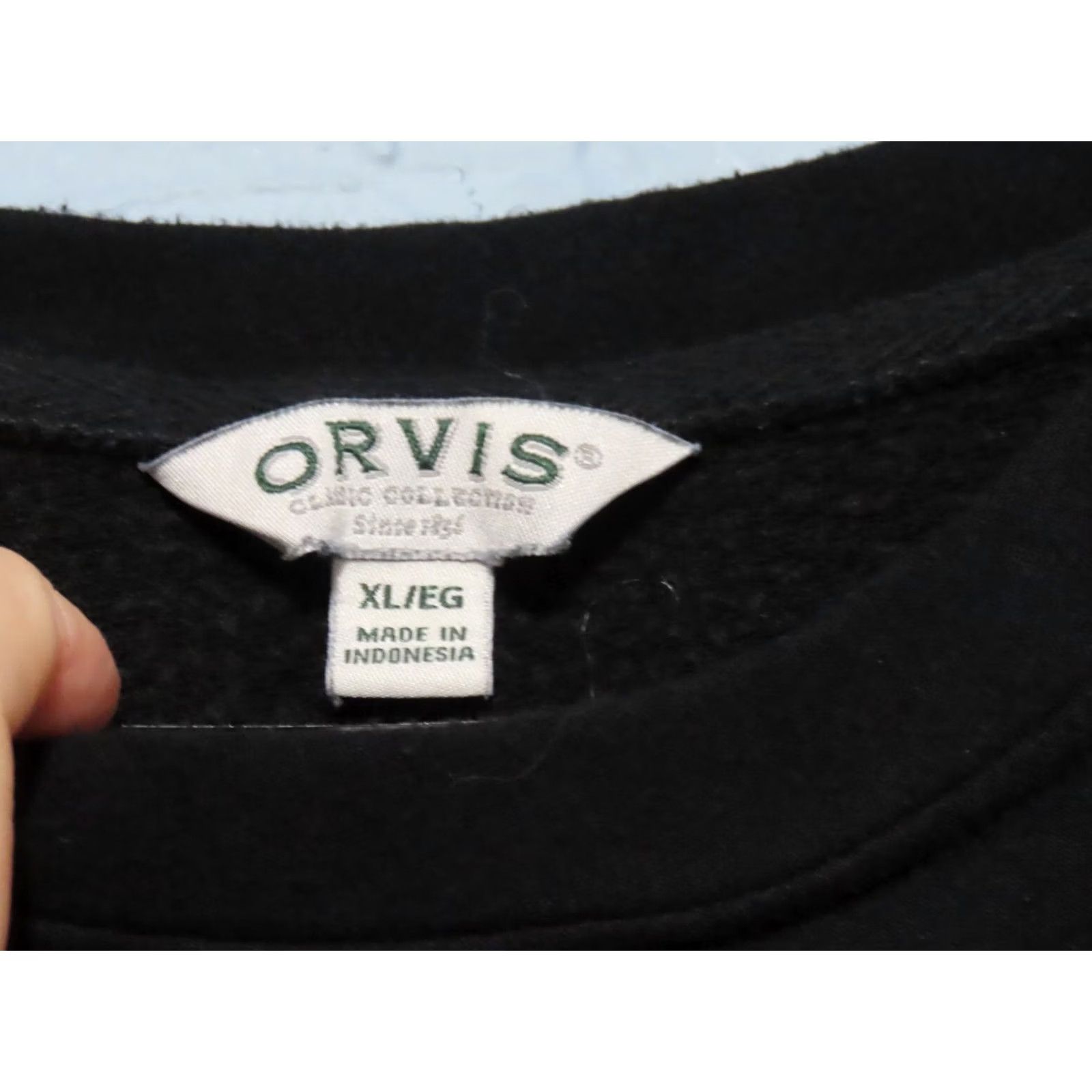 Orvis Orvis Womens XL Black Fleece Lined Pullover Sweatshirt Relaxed Fit Crew Neck Long Sleeve Logo Size XL / US 12-14 / IT 48-50 - 4 Thumbnail