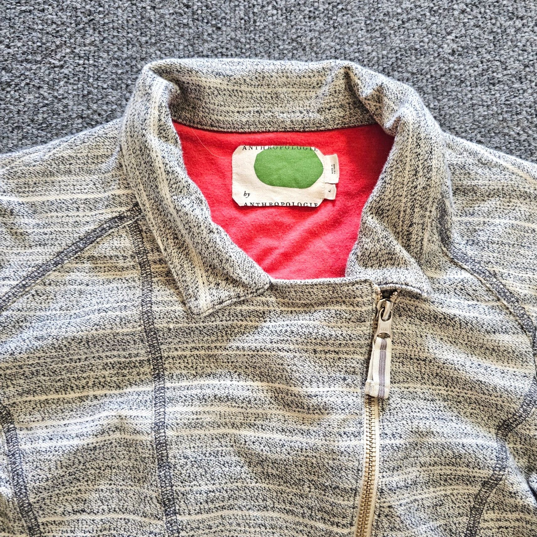 Anthropologie Anthropologie Jacket Womens Large Gray Motorcycle Full Zip Long Sleeve Stretch Size L / US 10 / IT 46 - 2 Thumbnail