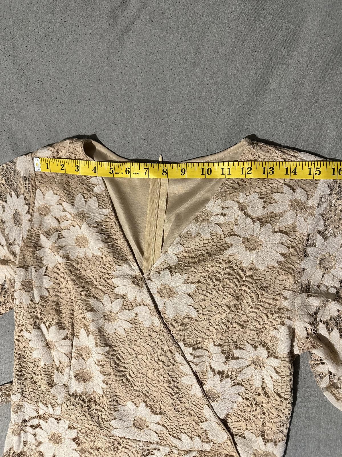 Shein SHEIN Floral Lace Wrap Dress with Pom-Pom Trim Sz L Size L / US 10 / IT 46 - 7 Thumbnail
