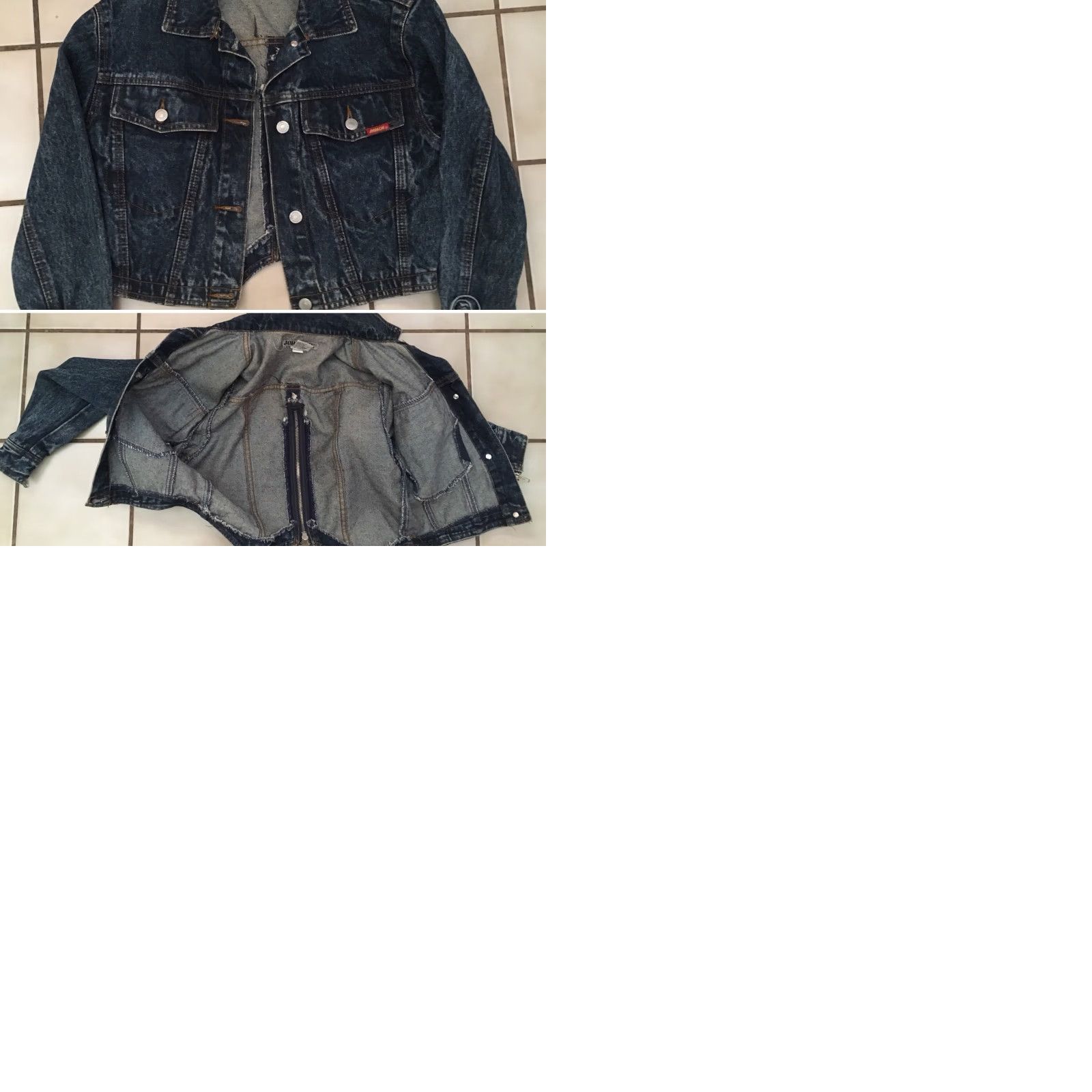 Jordache VINTAGE Jordache Denim Jacket Cropped Zipper Back Flowers Acid Wash Denim S 1980s Blue Womens Size S / US 4 / IT 40 - 9 Thumbnail