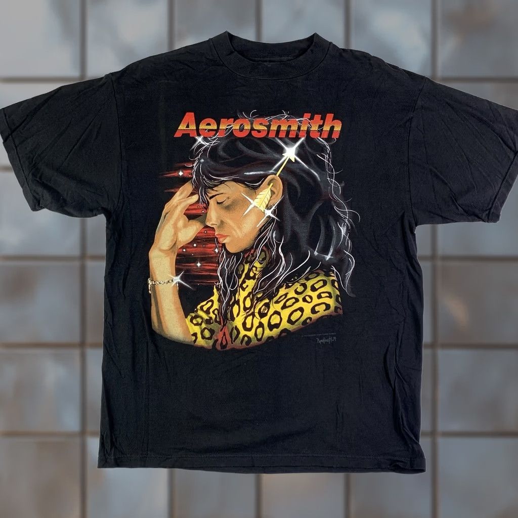 Aerosmith VINTAGE Aerosmith Shirt Men XL Get A Grip Concert Tour Black 1994 90s Rock Steven Tyler Giant by Tultex T-Shirt Size US XL / EU 56 / 4 - 1 Thumbnail