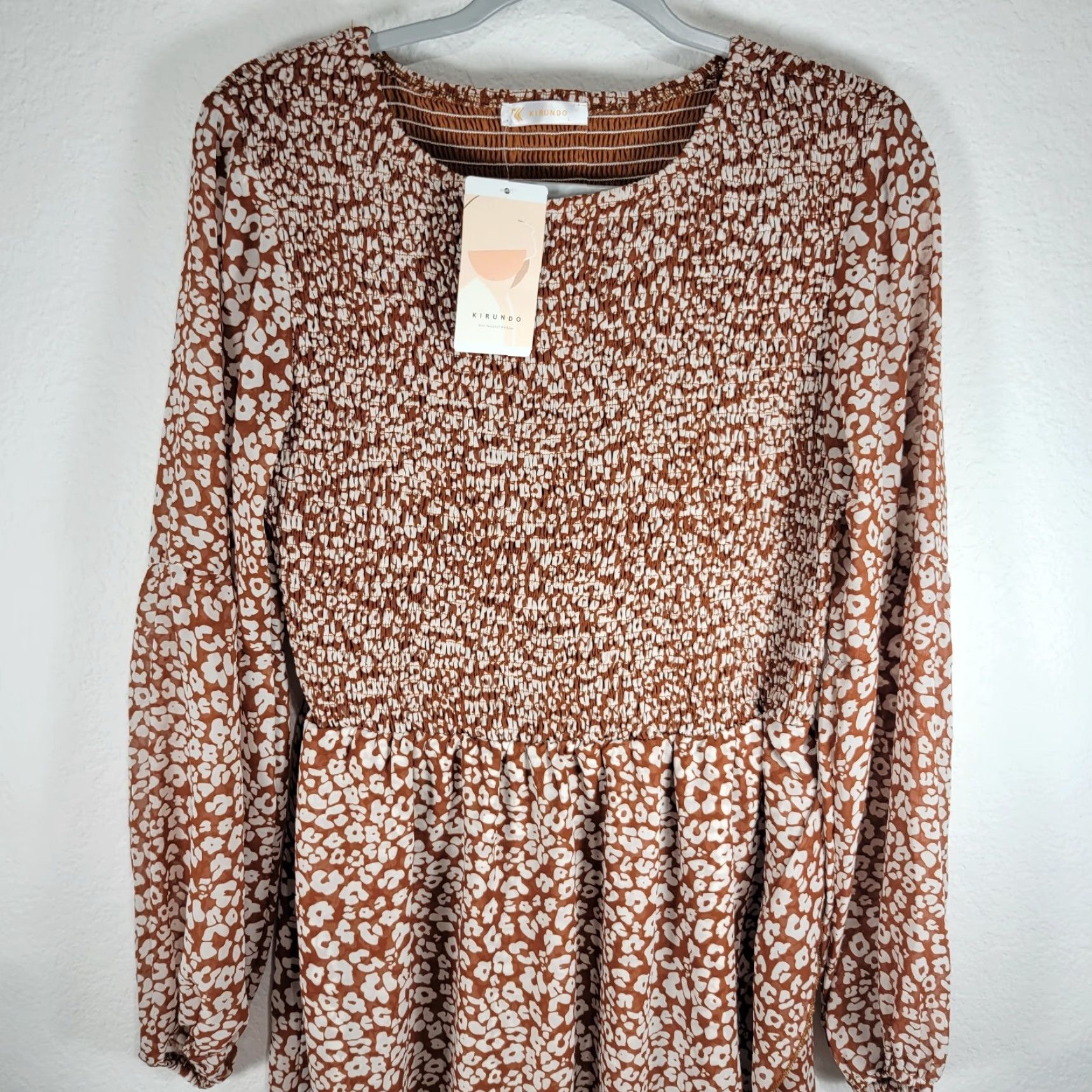 Vintage Kirundo Brown White Cigarette Dress Fit & Flare Knee Length Lightweight Sz L NWT Size L / US 10 / IT 46 - 4 Thumbnail