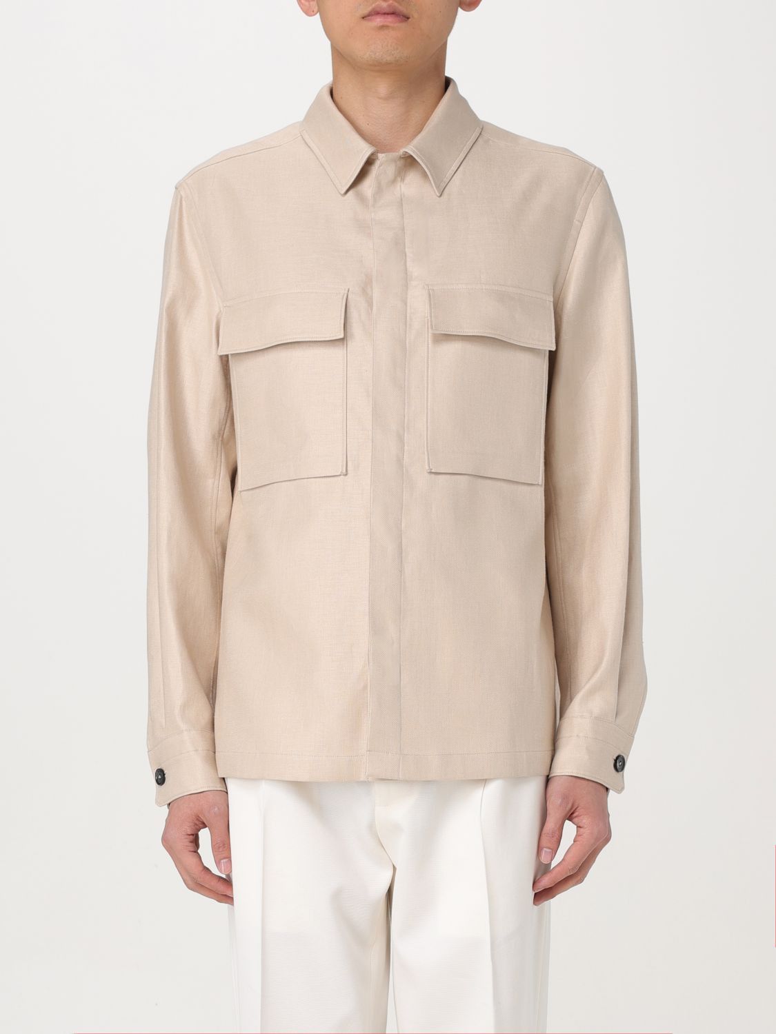 image of Ermenegildo Zegna Zegna Shirt Men Beige (Size Small)