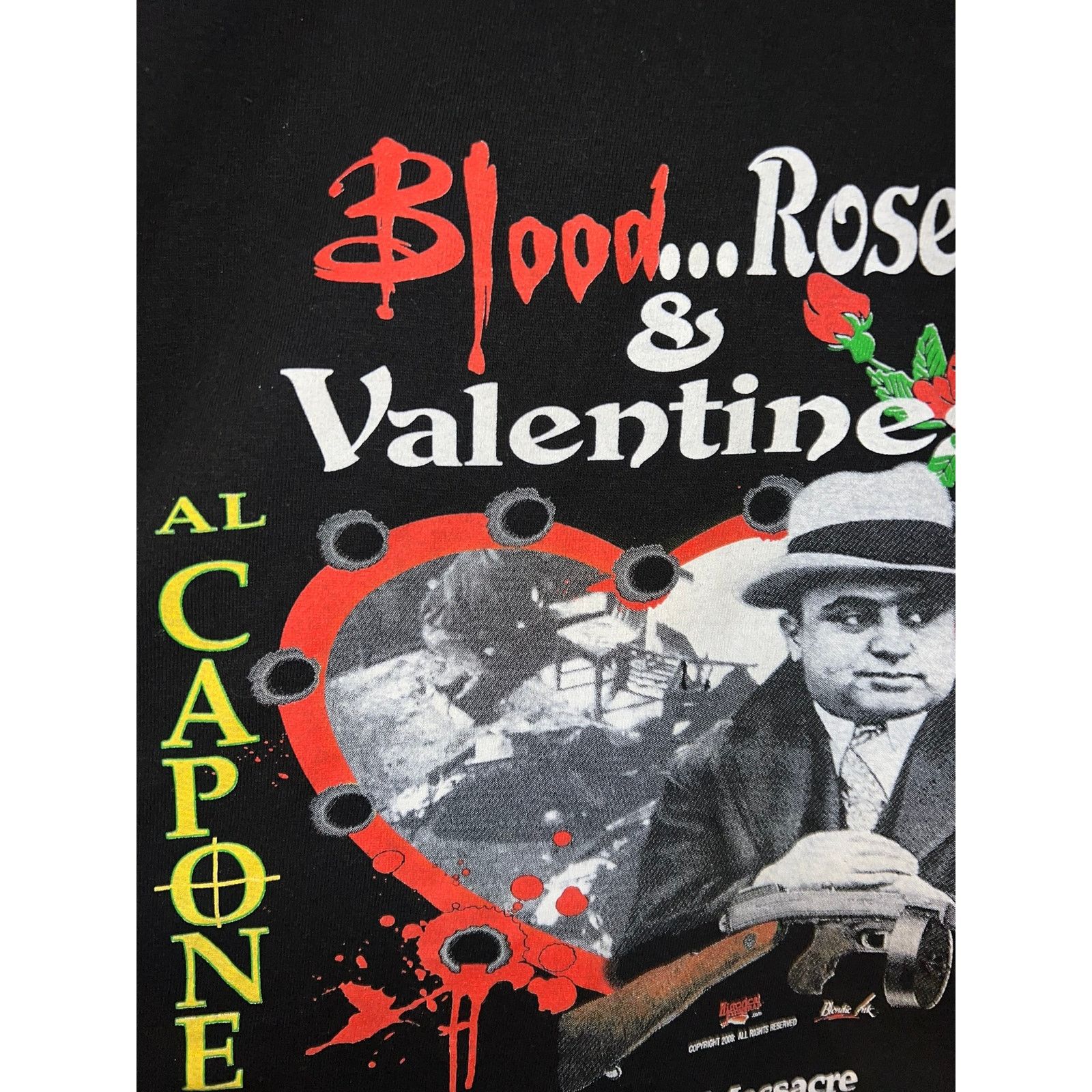 Gildan Vintage Al Capone Shirt Blood Roses & Valentines Tee Large Size US L / EU 52-54 / 3 - 6 Thumbnail