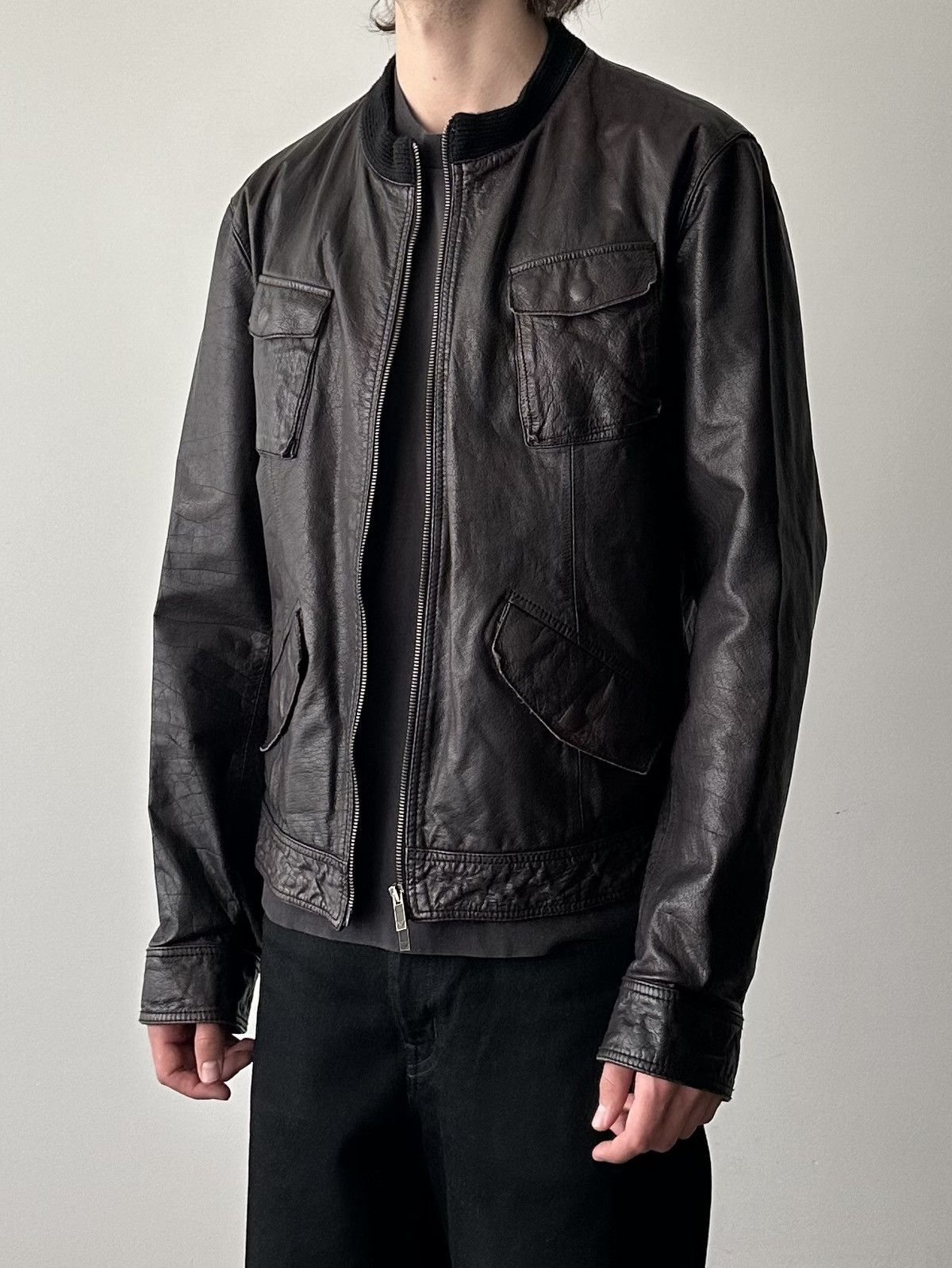 Emporio Armani Emporio Armani 2000’s Leather Jacket Size US L / EU 52-54 / 3 - 3 Thumbnail