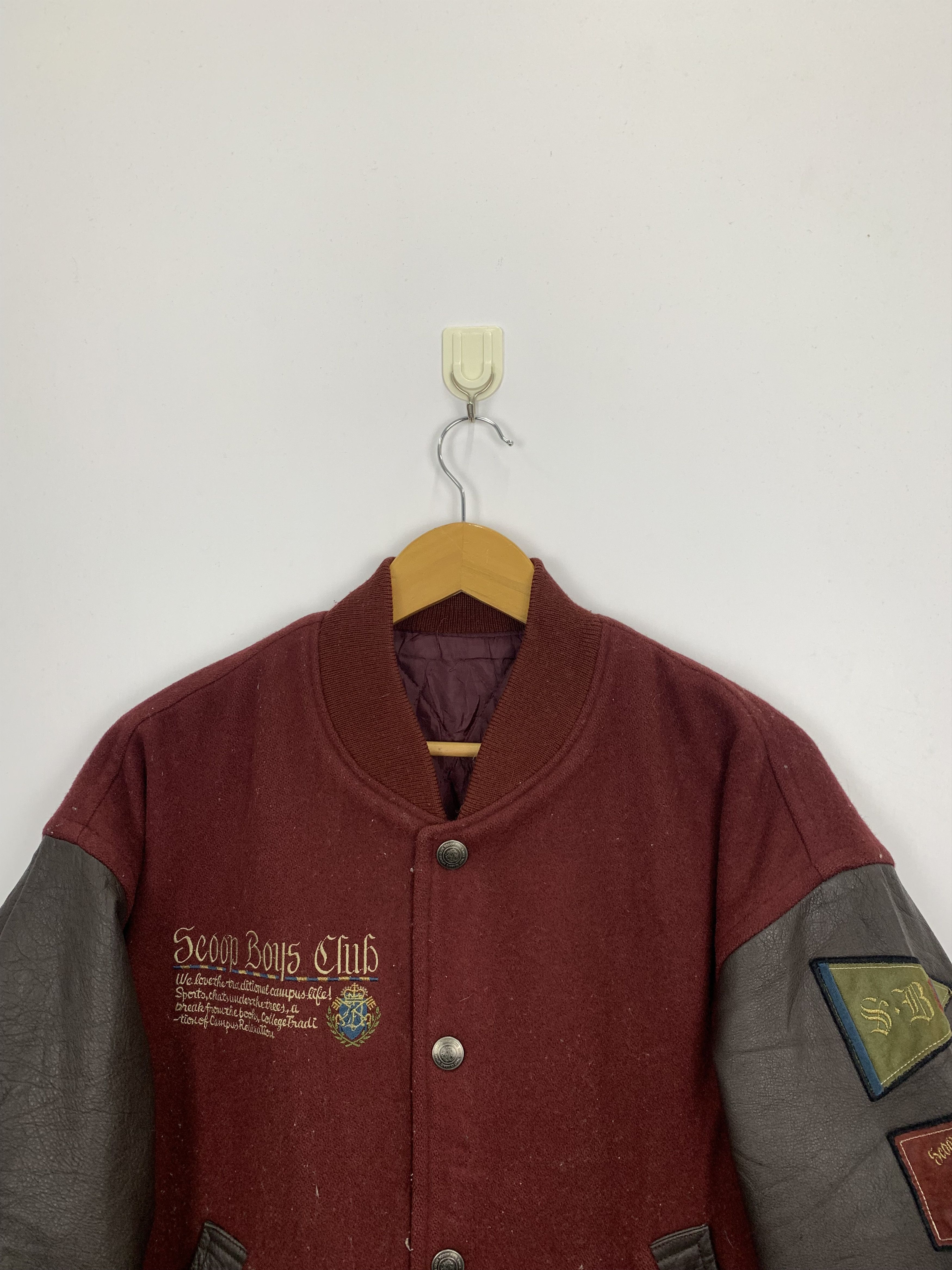 SCOOP Vintage 80s Scoop Boys Sleeve Leather Varsity Red V0456 Size US L / EU 52-54 / 3 - 4 Thumbnail