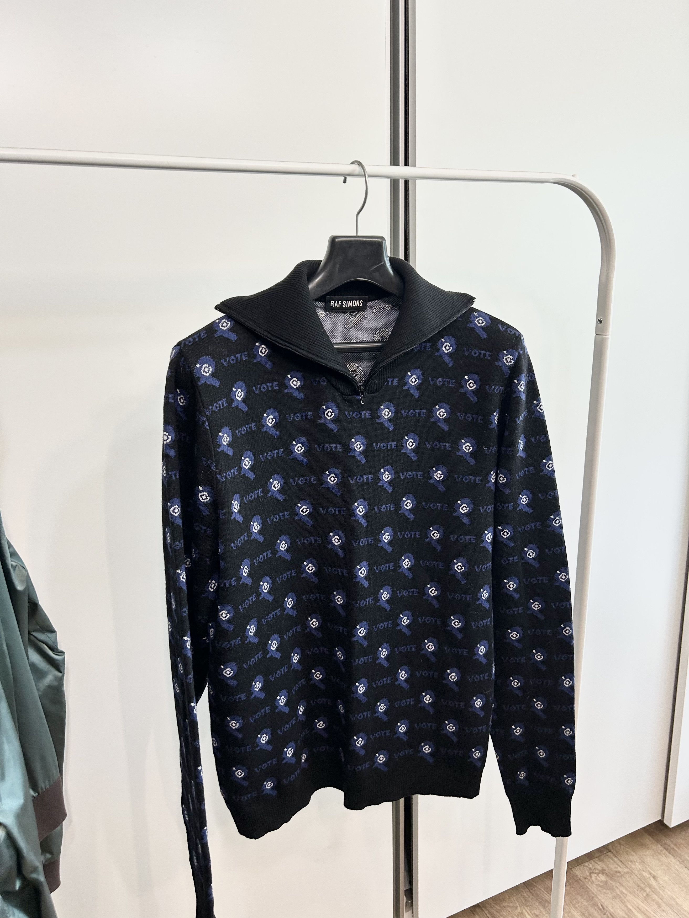 Raf Simons RAF SIMONS "VOTE" Half-Zip Long Sleeve T-Shirt Size US L / EU 52-54 / 3 - 2 Thumbnail