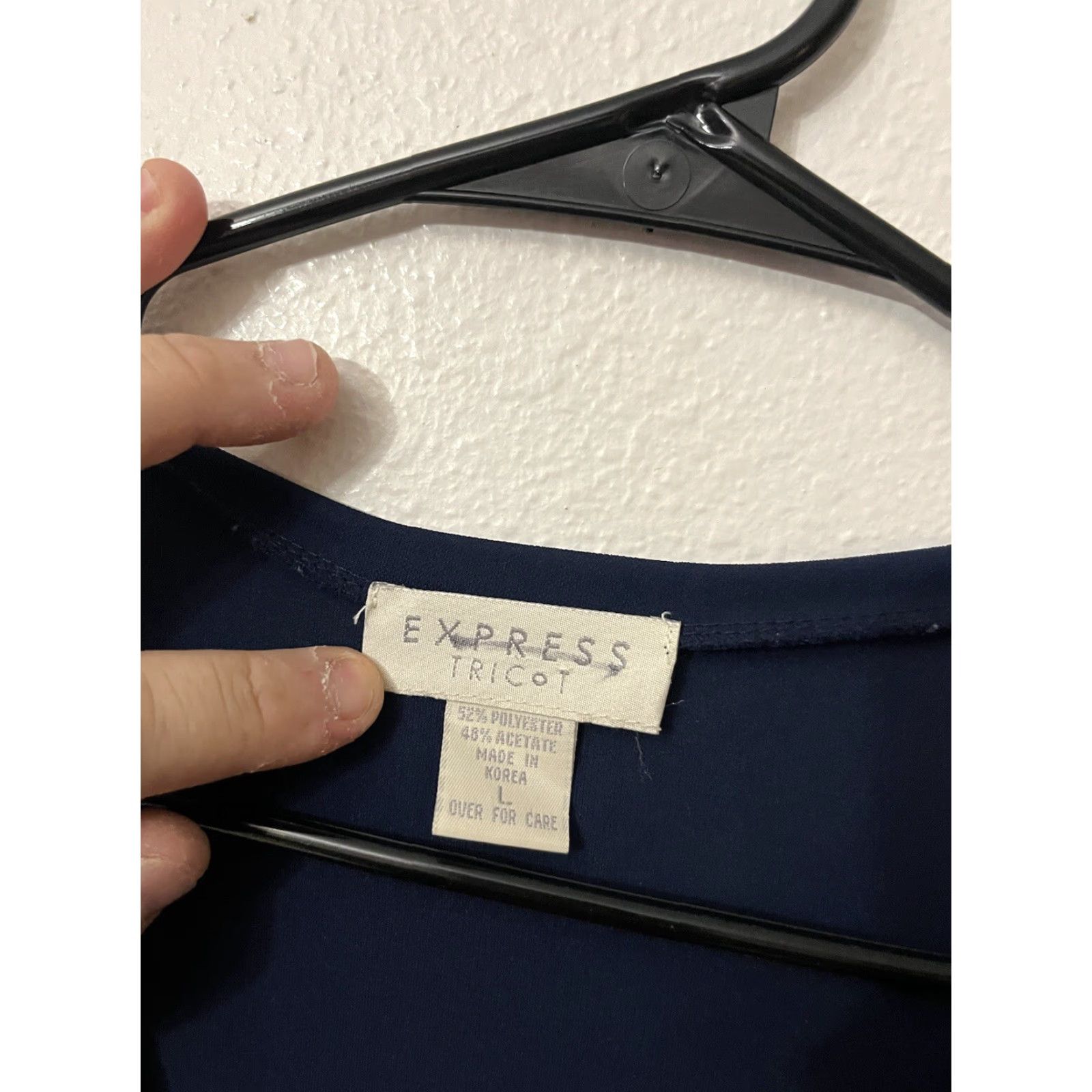 Express VINTAGE EXPRESS V-Neck Top Short Sleeve Womens Large Navy Blue Casual Cotton Spandex Size L / US 10 / IT 46 - 3 Thumbnail