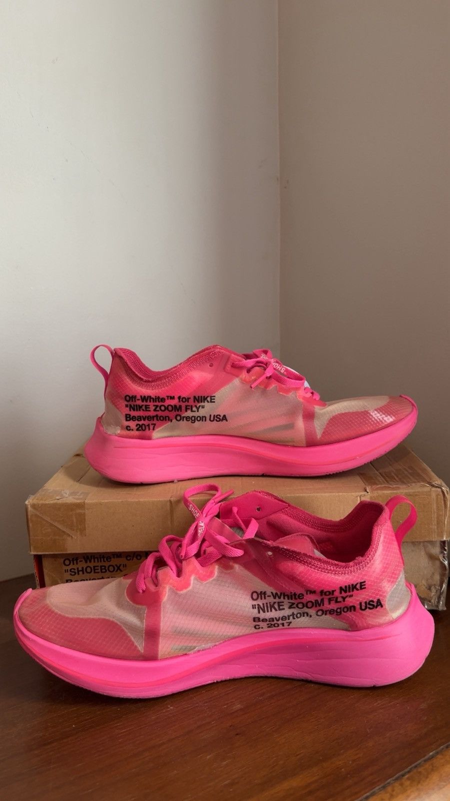 Nike × Off-White Nike Zoom Fly Off-White “Tulip Pink” Size US 10.5 / EU 43-44 - 3 Thumbnail
