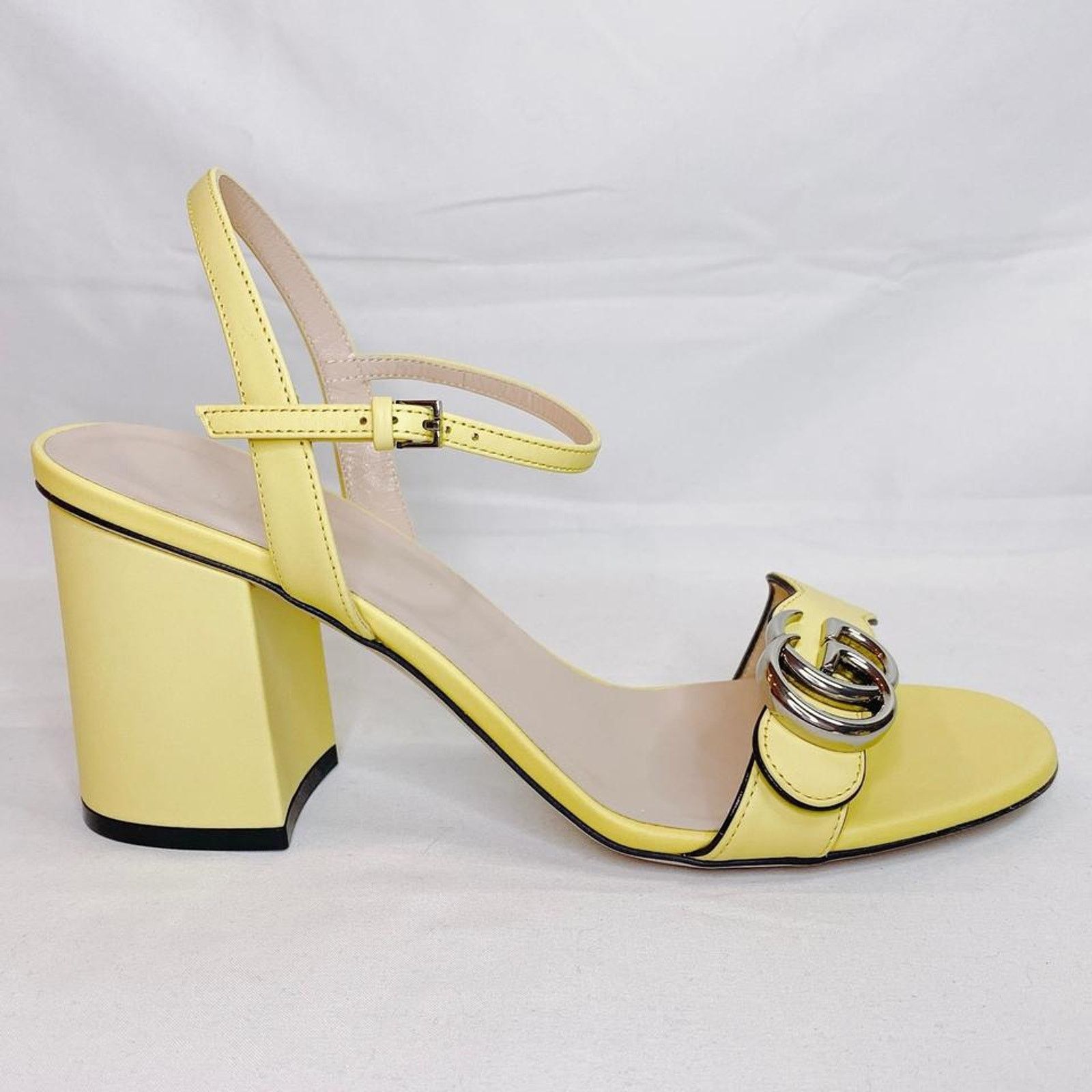 Gucci Marmont 75 Gg logo leather chunky heels sandals Size US 9 / IT 39 - 3 Thumbnail