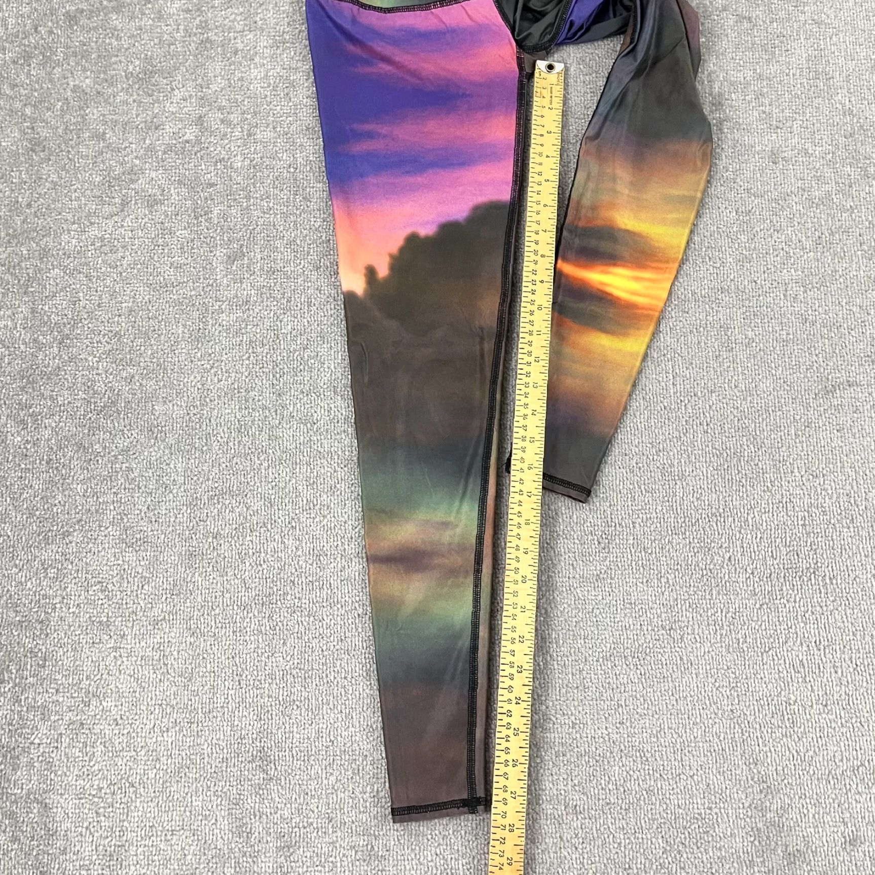 Vintage Teeki Leggings Womens Small 26 x 27.5 Skinny Tight Leg Art Sunset Cloud Abstract Size 28" / US 6 / IT 42 - 4 Thumbnail