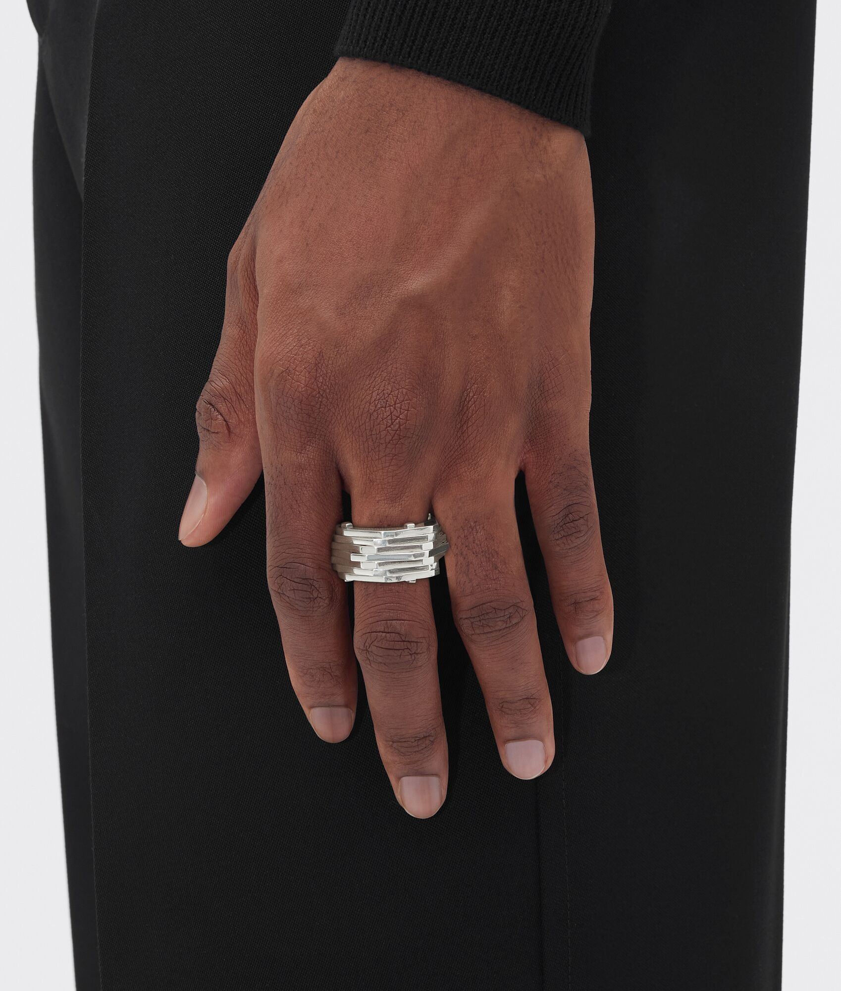 Bottega Veneta o1n1vont1124 Size: 15 / Unisex Layers Ring in Silver Size ONE SIZE - 4 Thumbnail