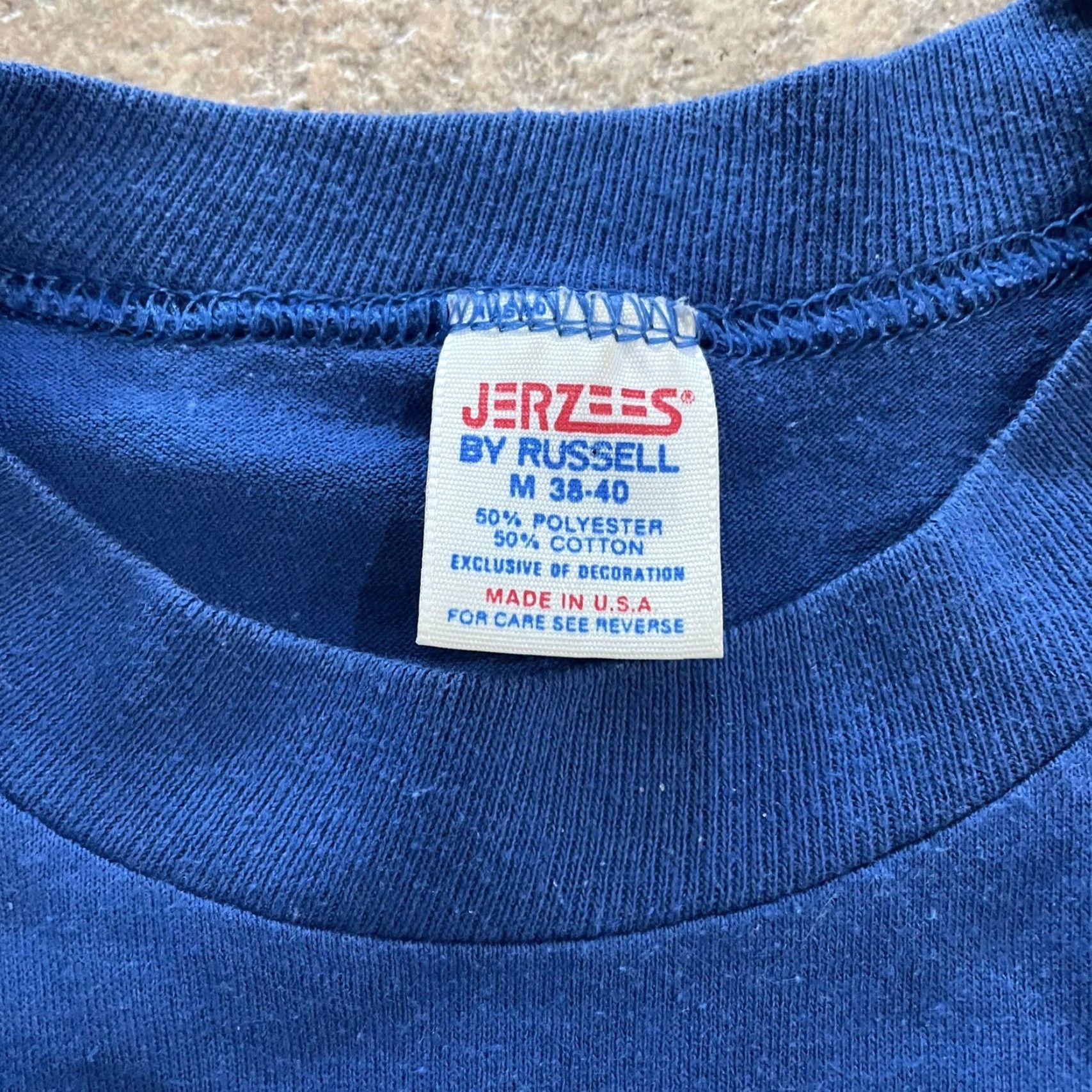 Jerzees VINTAGE Jerzees T-Shirt Mens Size M Blue Graphic Stitch Single Stitch Cotton Blend Tee Size US M / EU 48-50 / 2 - 4 Thumbnail