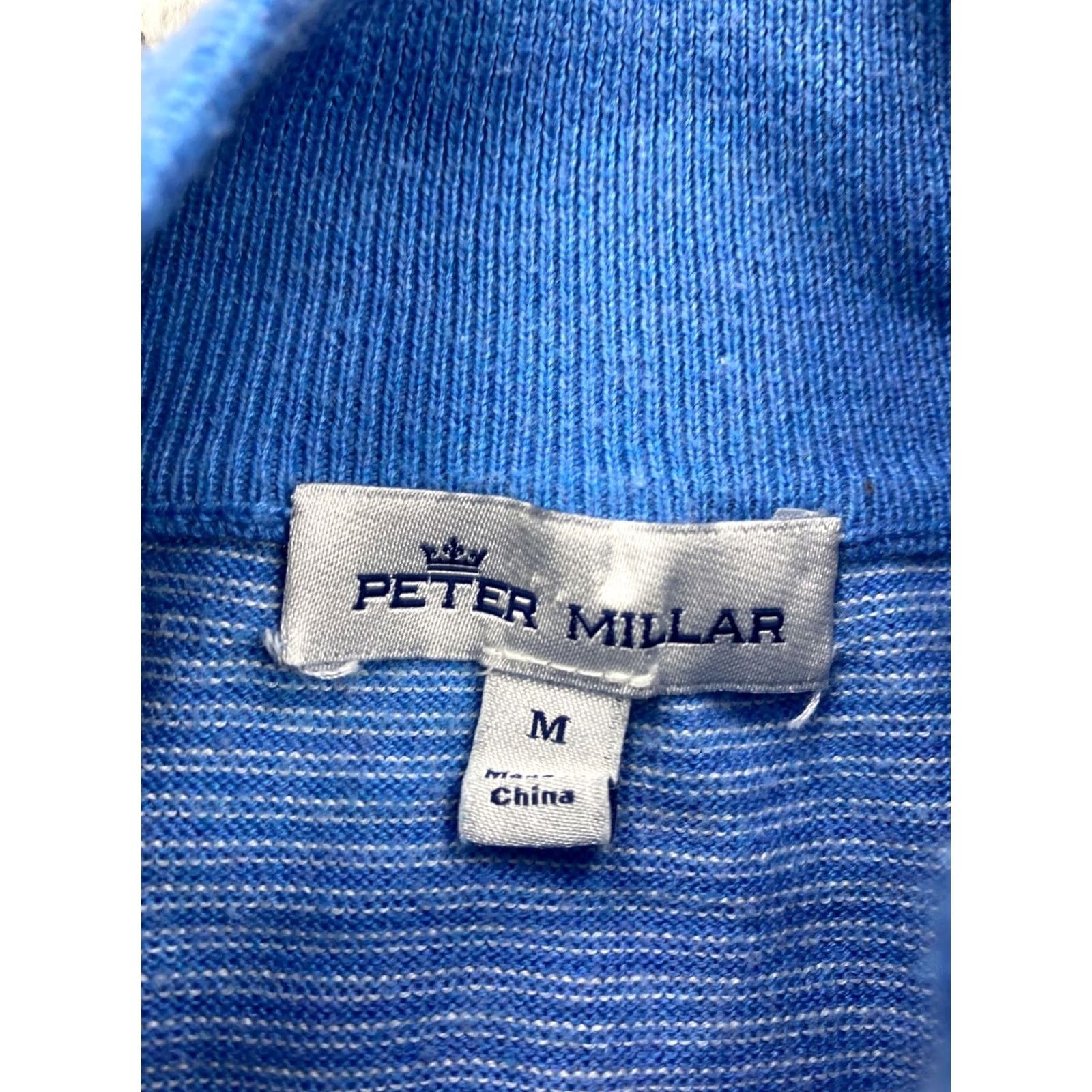 Peter Millar Peter Millar Sweater Mens Medium Blue Striped Silk Blend 1/4 Zip Pullover Size US M / EU 48-50 / 2 - 3 Thumbnail