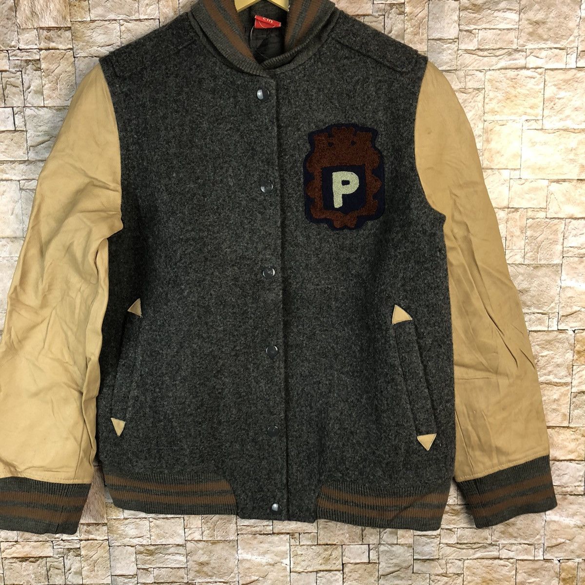 Japanese Brand Pual Ce Cin Grey Bombers varsity Jacket #A829 Size S / US 4 / IT 40 - 3 Thumbnail