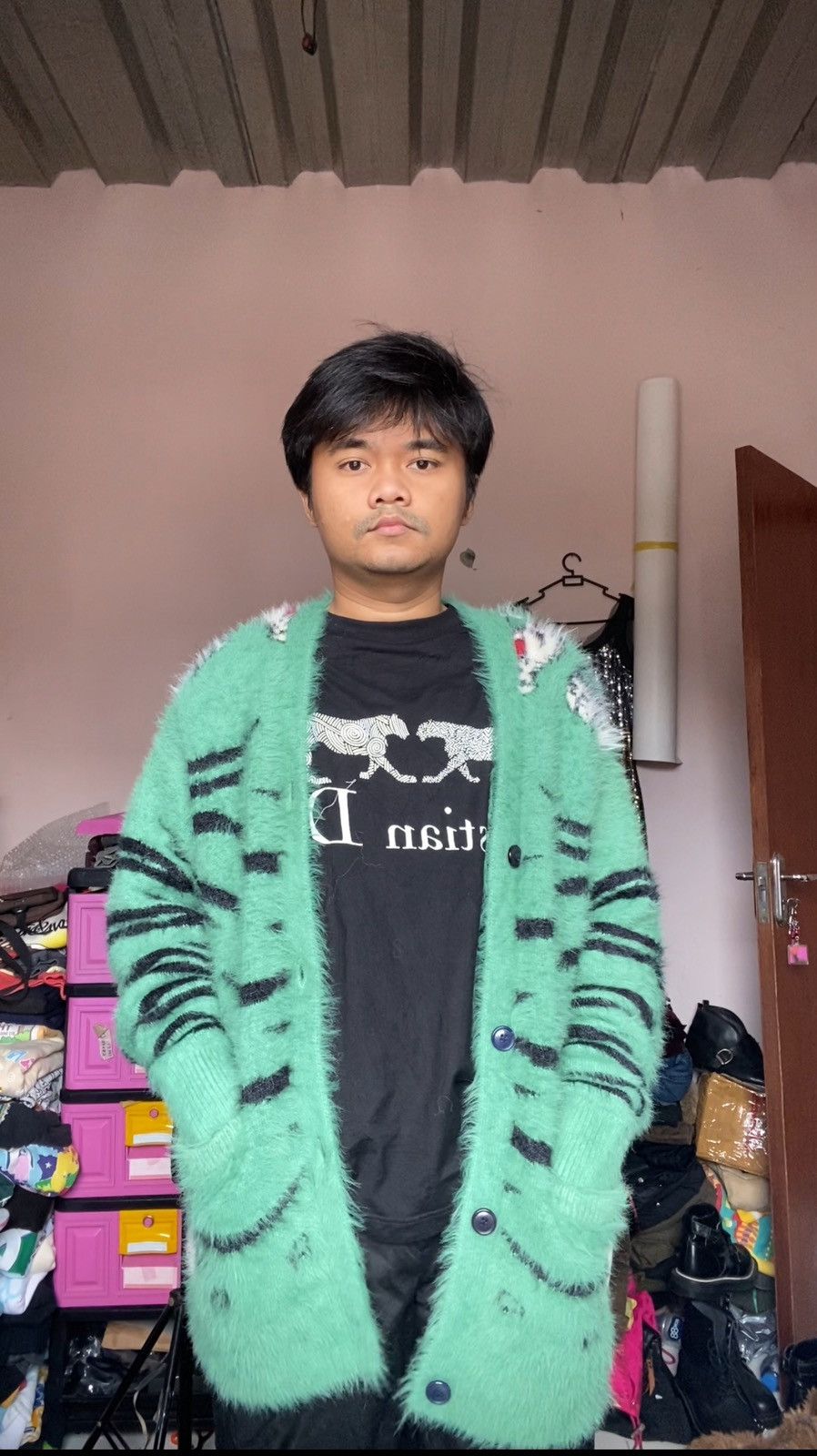Japanese Brand Seveskig - Mohair Tiger Cardigan Sweater Size US L / EU 52-54 / 3 - 17 Thumbnail