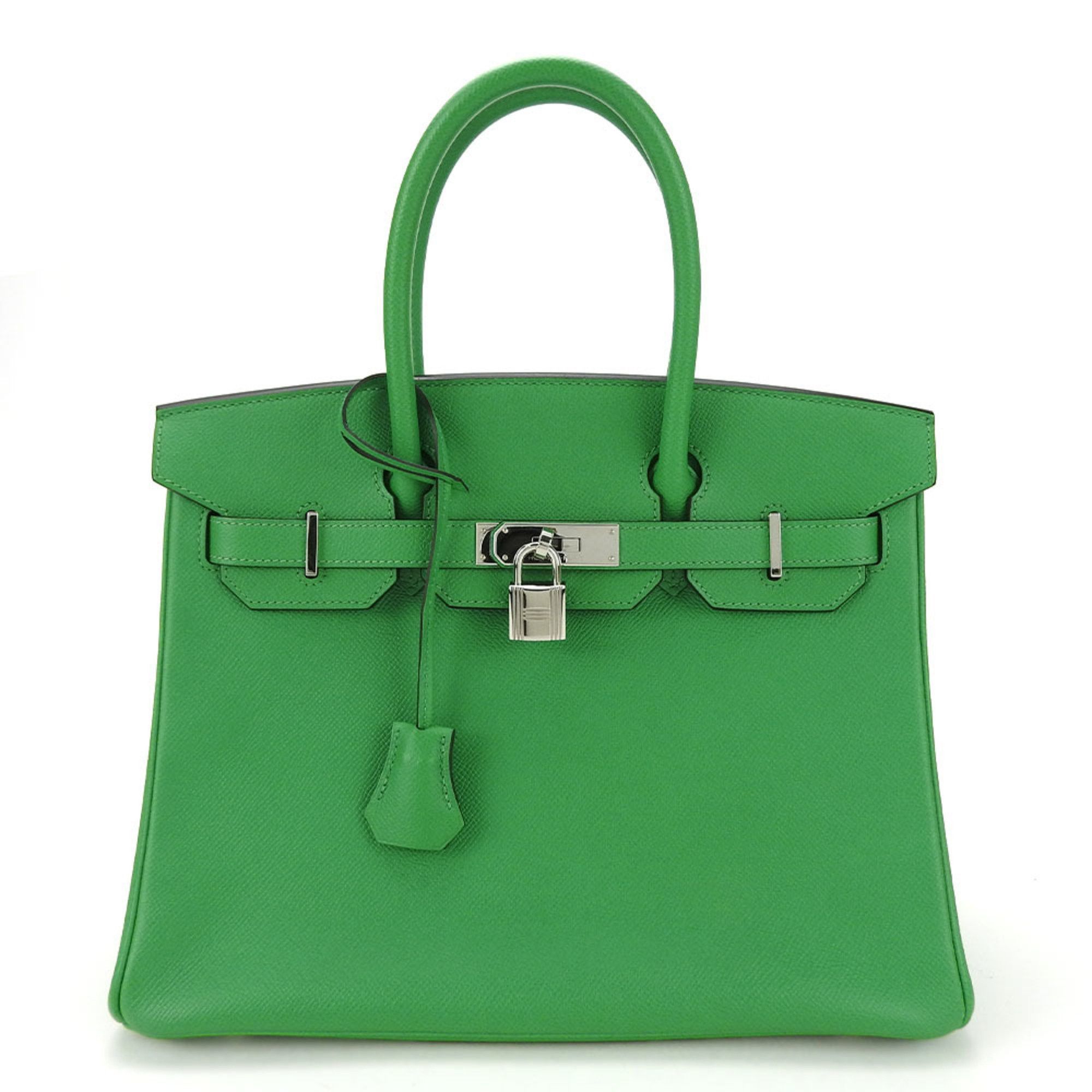 image of Hermes Handbag Birkin 30 Vaux Epson Green □R Engraved (2014) Women's Hermes in Bambou
