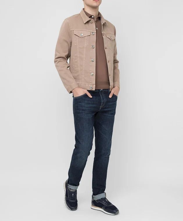 Brunello Cucinelli o1y0526 Denim Jacket in Sand Size US M / EU 48-50 / 2 - 5 Thumbnail