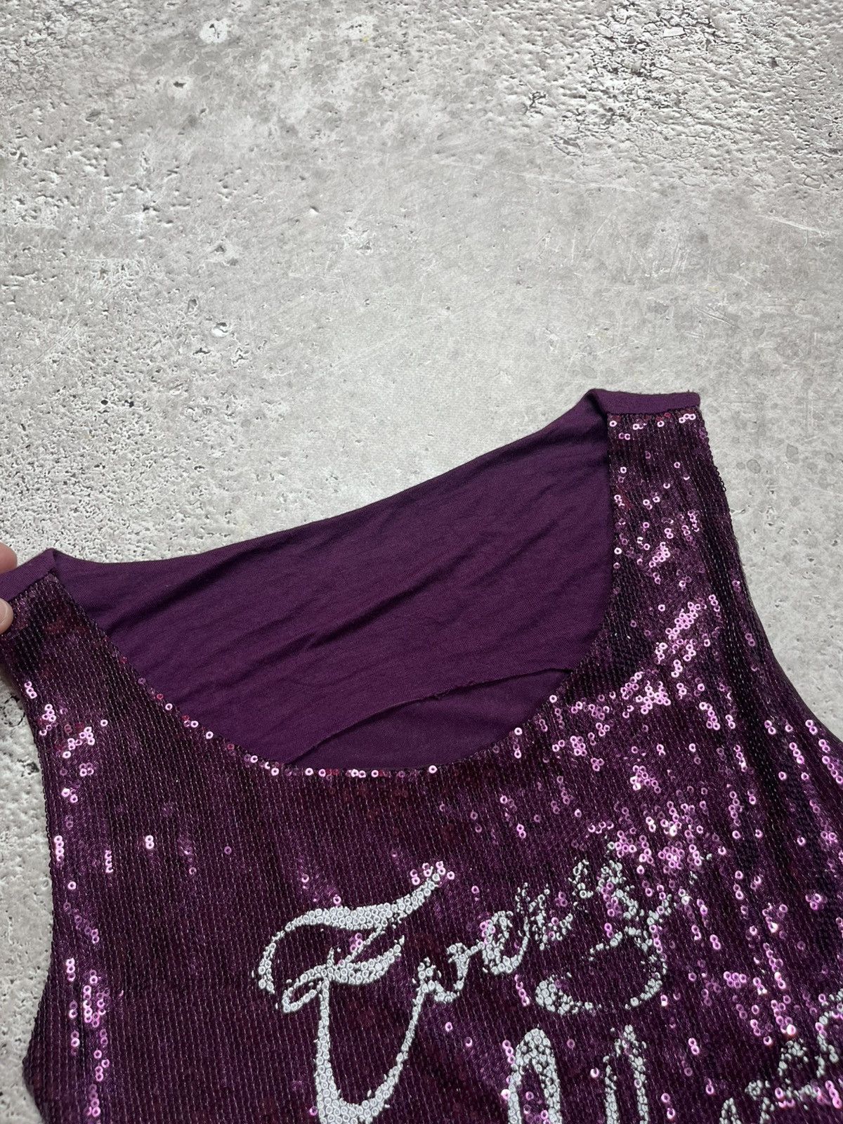Other Y2K Purple Sequin Tank Top “Every Girl Loves the Swag” Size XS / US 0-2 / IT 36-38 - 6 Thumbnail