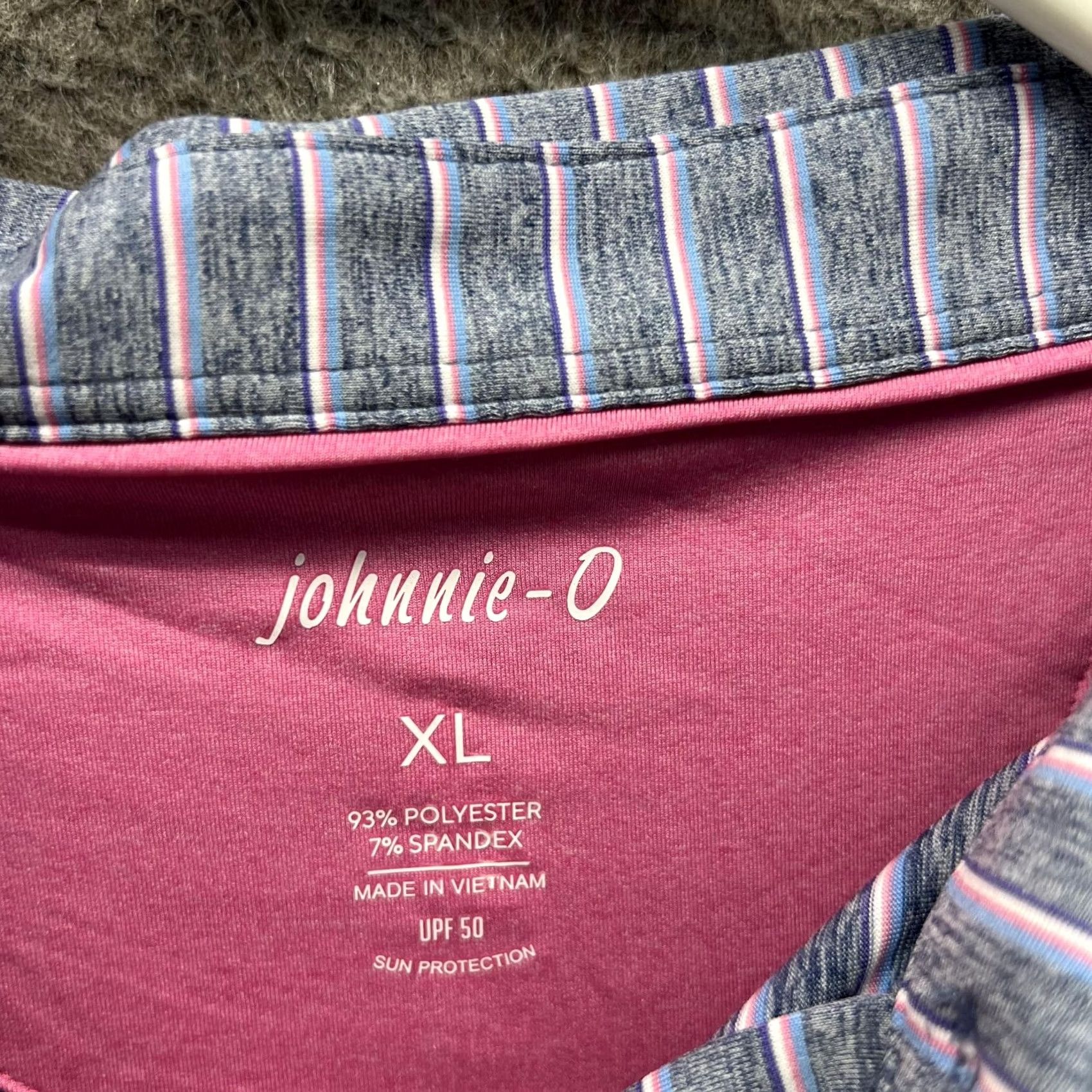 johnnie-O johnnie-O Polo Shirt Men XL Gray Striped Casual Polyester Logo Golf Stretch Shirt Size US XL / EU 56 / 4 - 5 Thumbnail