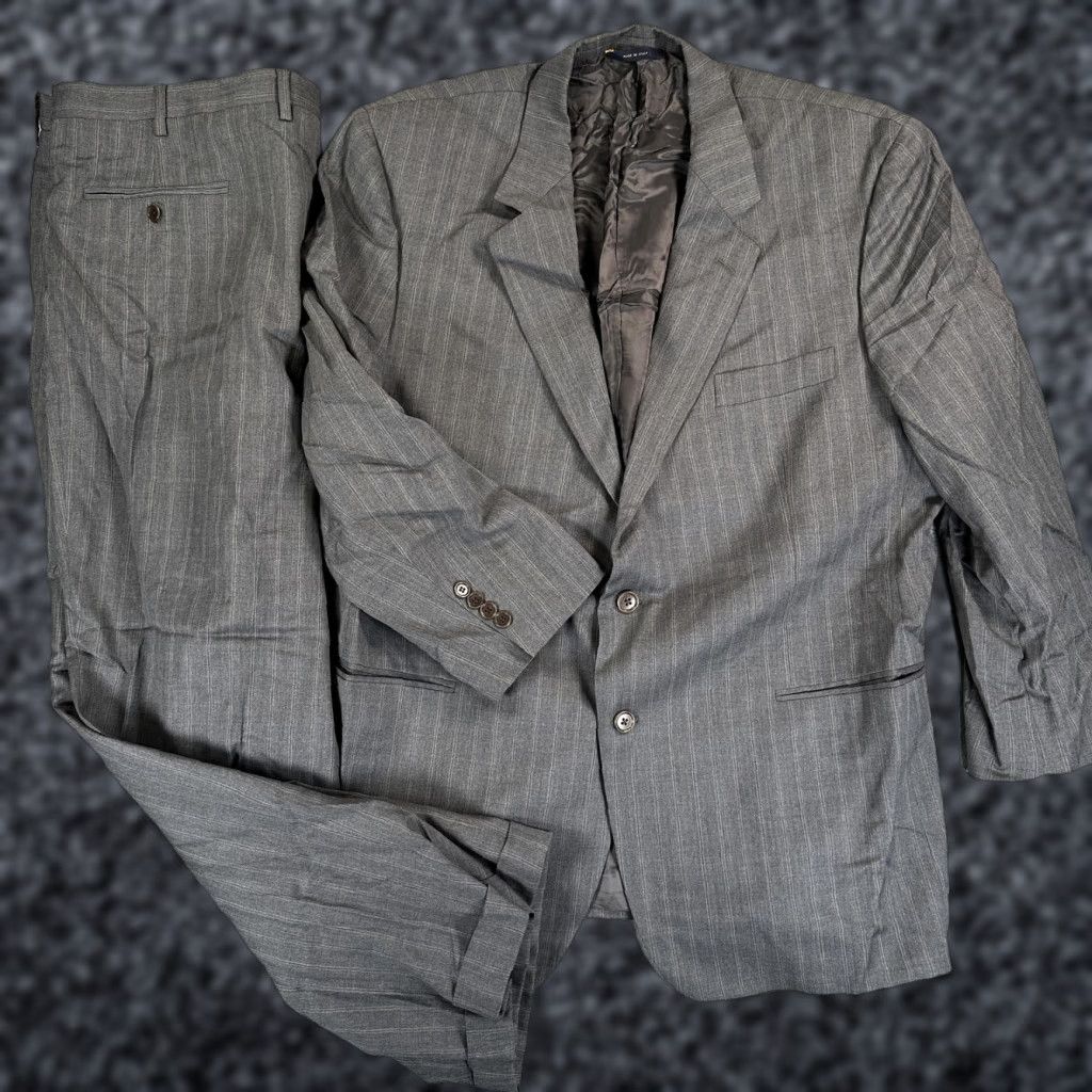 Brooks Brothers Brooks Brothers 1818 Madison Suit Mens Blazer 43x28 Wool 2 Piece Gray Pinstripe Classic Notch 2 Button 4-Button Cuffs 1818 Madison Men’s Suit Size 46R - 1 Thumbnail