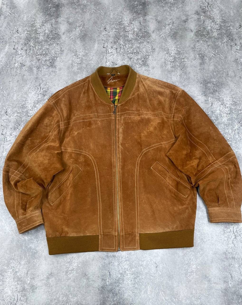 Vintage Vintage 90s Suede Leather Men Bomber Jacket Brown Size US XL / EU 56 / 4 - 1 Thumbnail