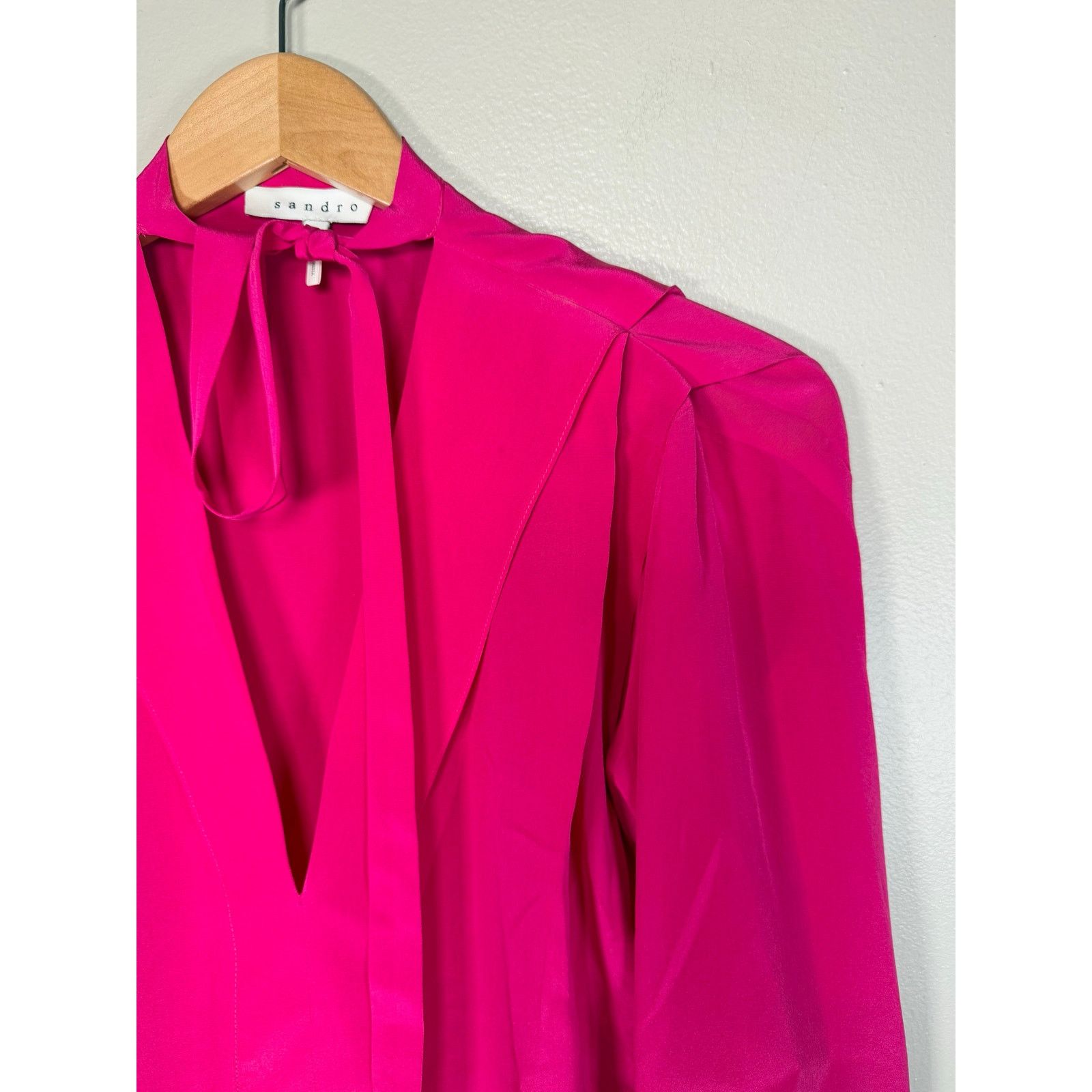 Sandro Sandro Pink Neck Tie Blouse size 2/M Size M / US 6-8 / IT 42-44 - 11 Thumbnail