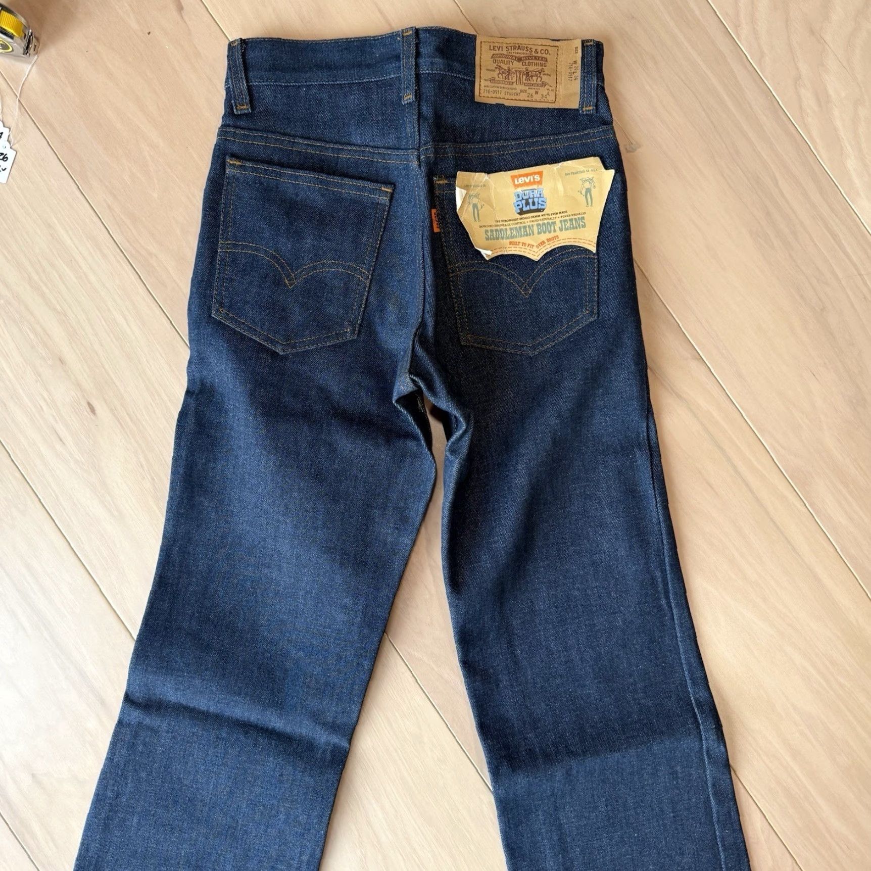 Levi's VINTAGE Levi's 716 Jeans 26 Blue Dark Wash Bootcut Denim NWT Non Selvedge USA 80s Western Mens Jeans 26"} Size US 26 / EU 42 - 7 Thumbnail
