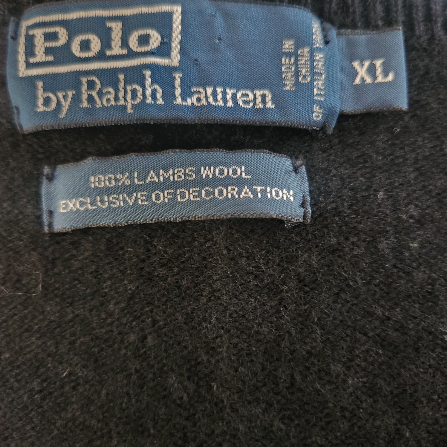Polo Ralph Lauren Polo Ralph Lauren Sweater Mens XL Black V-Neck Pullover 100% Lambs Wool Knit Logo Embroidered Regular All Seasons Size US XL / EU 56 / 4 - 6 Thumbnail